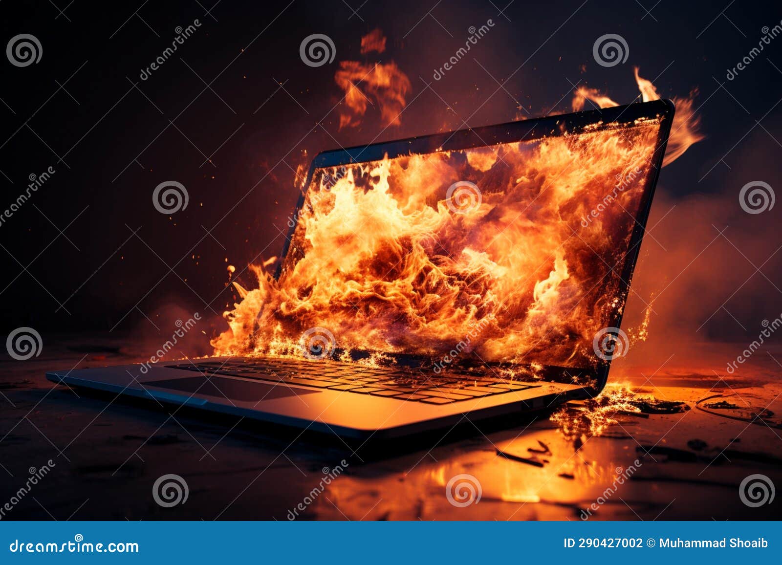 Inferno Engulfs a Laptop, Fierce Flames Devouring Its Once Digital 