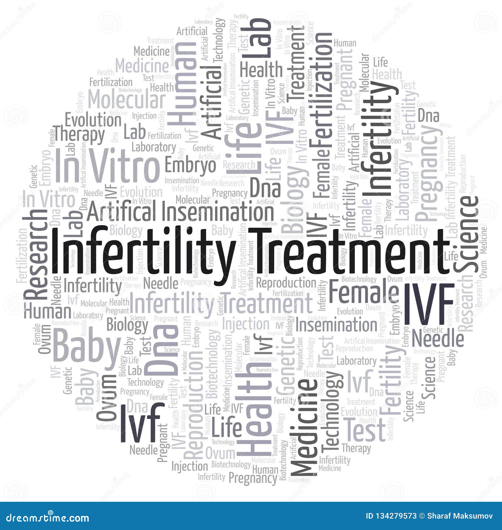 Infertility Treatment in Circle Form Word Cloud Stock Illustration
