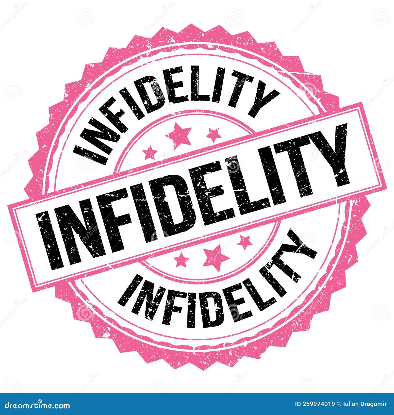 Infidelity Text On Pink Black Round Stamp Sign Stock Illustration