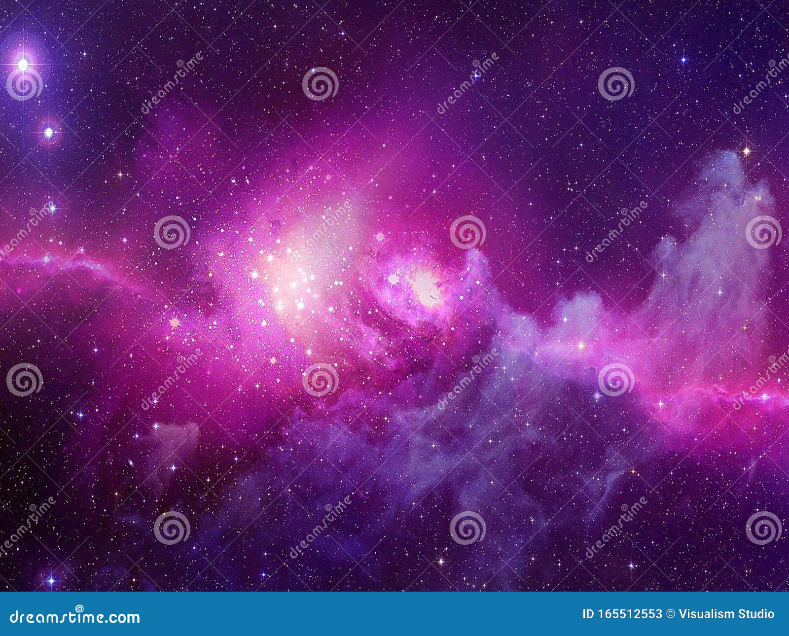Infinite Beautiful Cosmos Purple Background with Nebula, Cluster of
