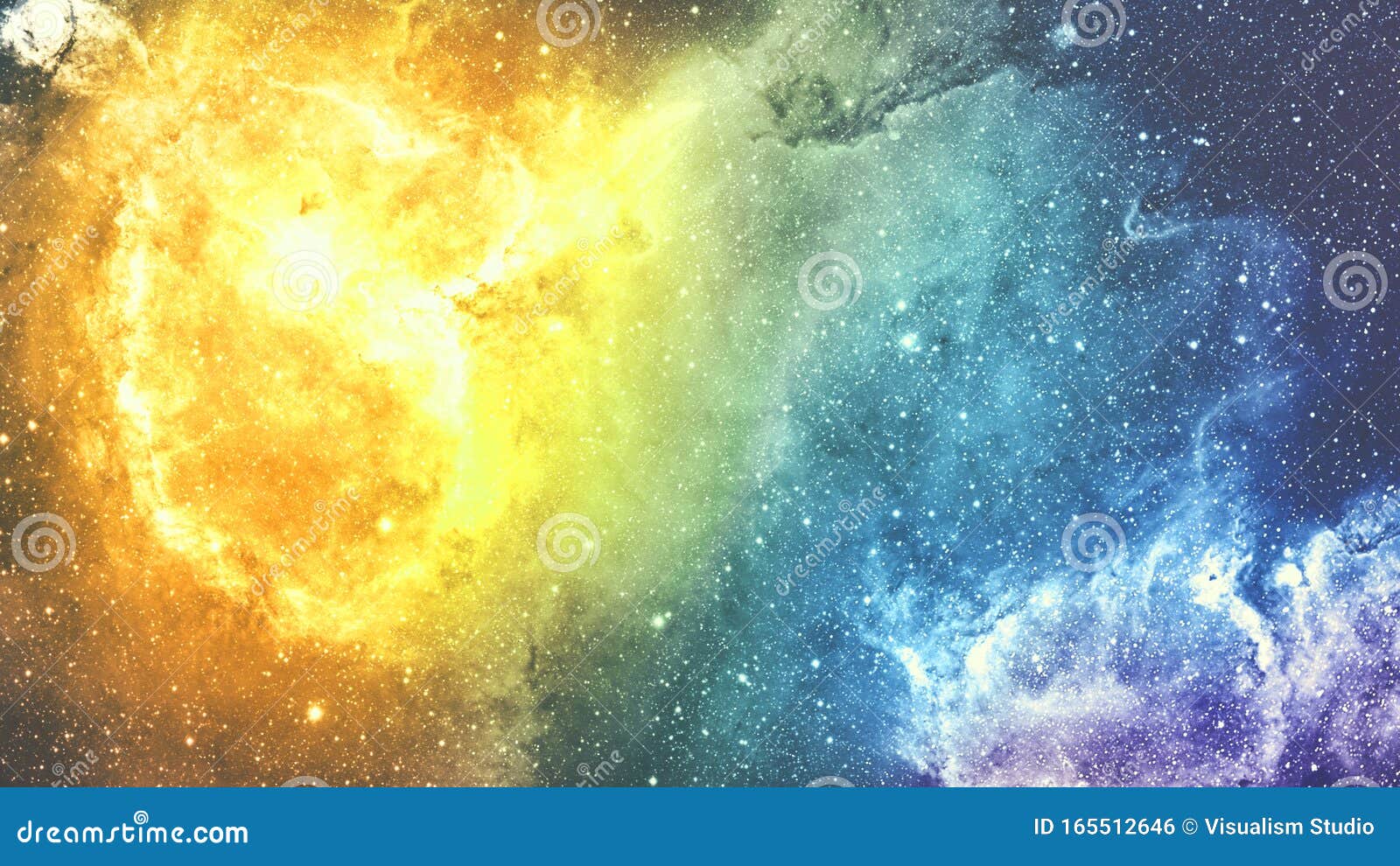Infinite Beautiful Cosmos Yellow and Blue Background with Nebula, Cluster  of Stars in Outer Space. Beauty of Endless Universe Stock Photo - Image of  infinity, black: 165512646