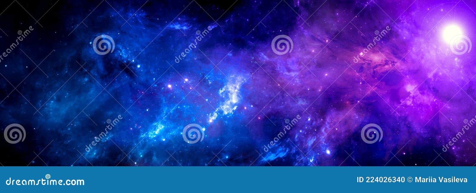 an infinite universe with stars and a purple nebula in outer space