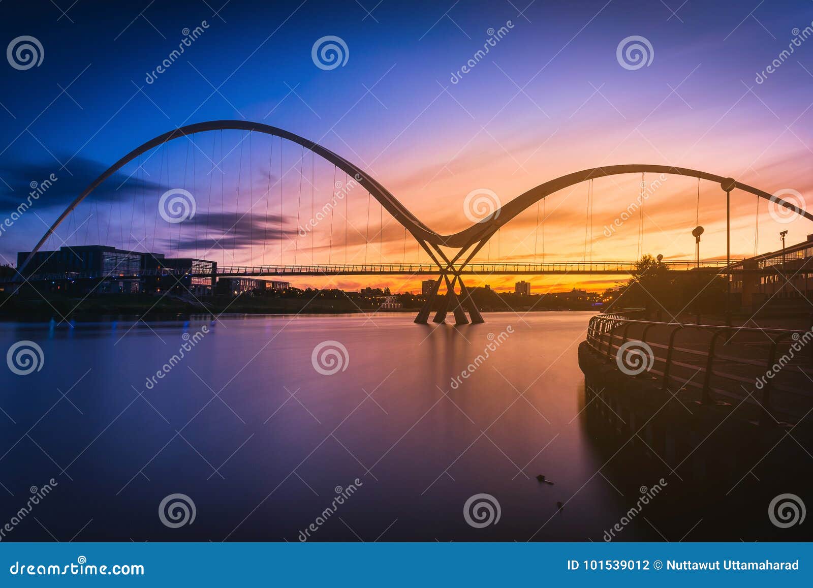 infinity bridge at sunset in stockton-on-tees