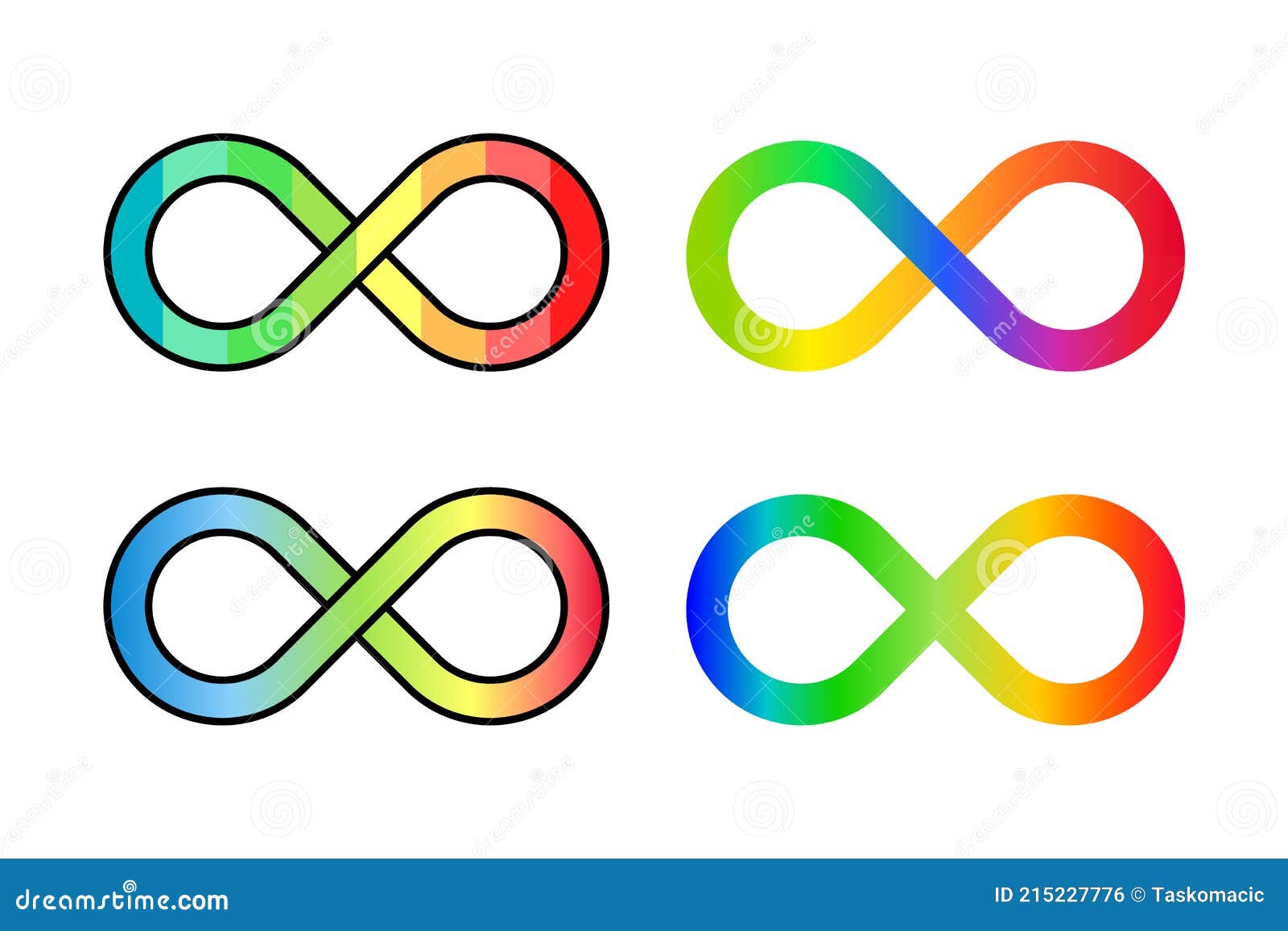 Neurodiversity symbol rainbow infinity loop cartoon vector