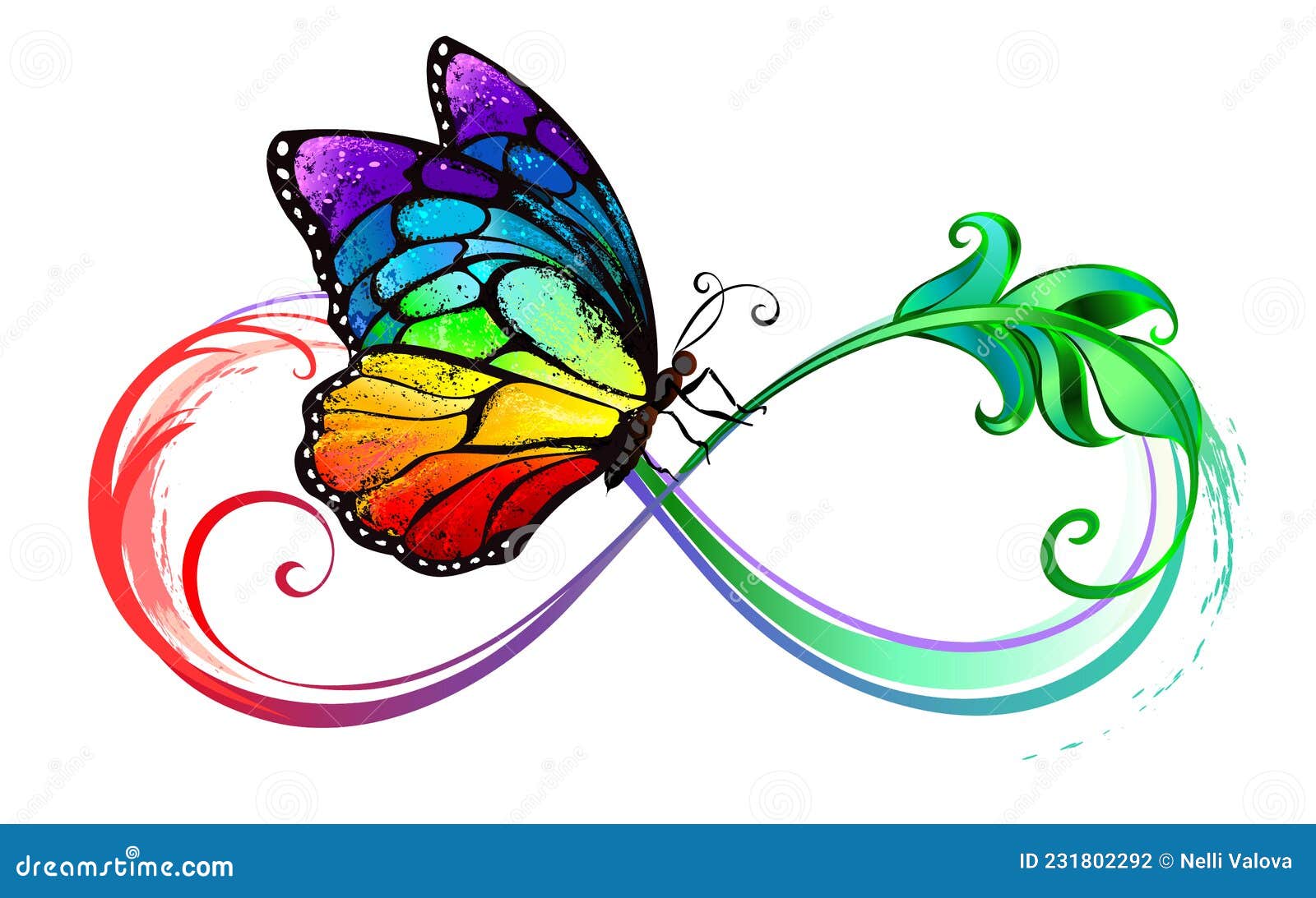 infinity with seated rainbow butterfly