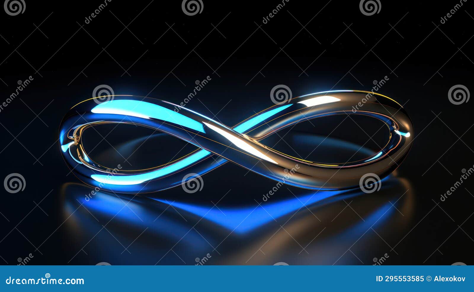 infinity  on black background. 3d rendering. neon light. generative ai