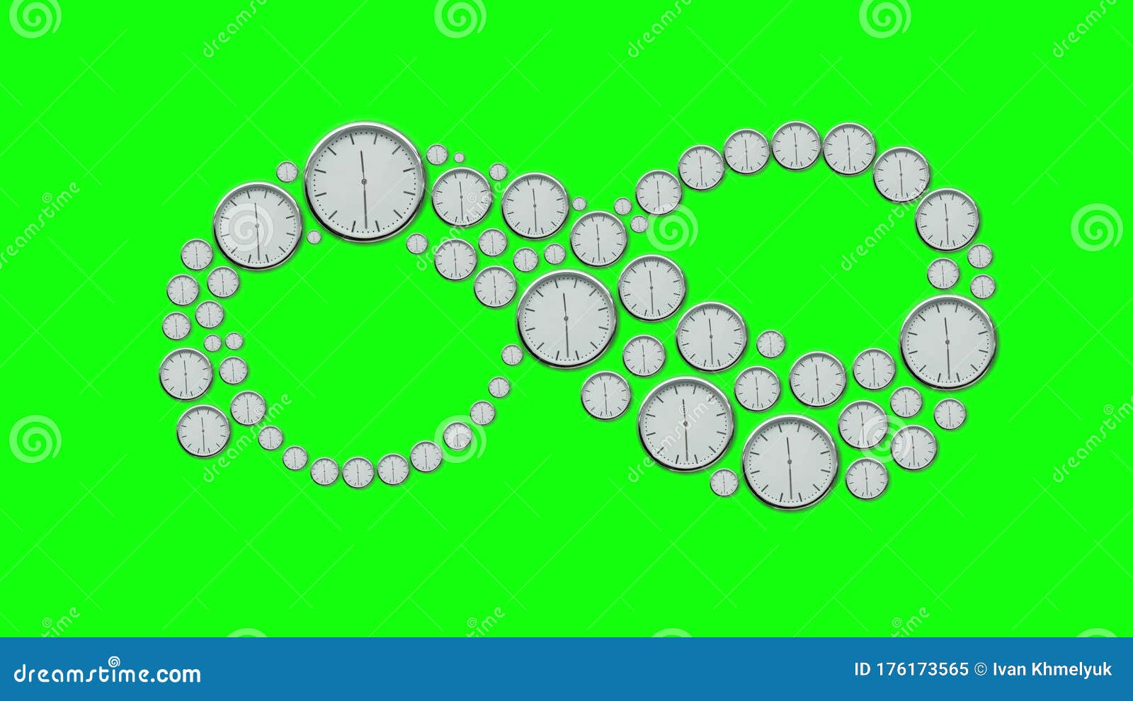 Infinity Symbol Made from Timelapse Clocks on Green Screen Stock Video