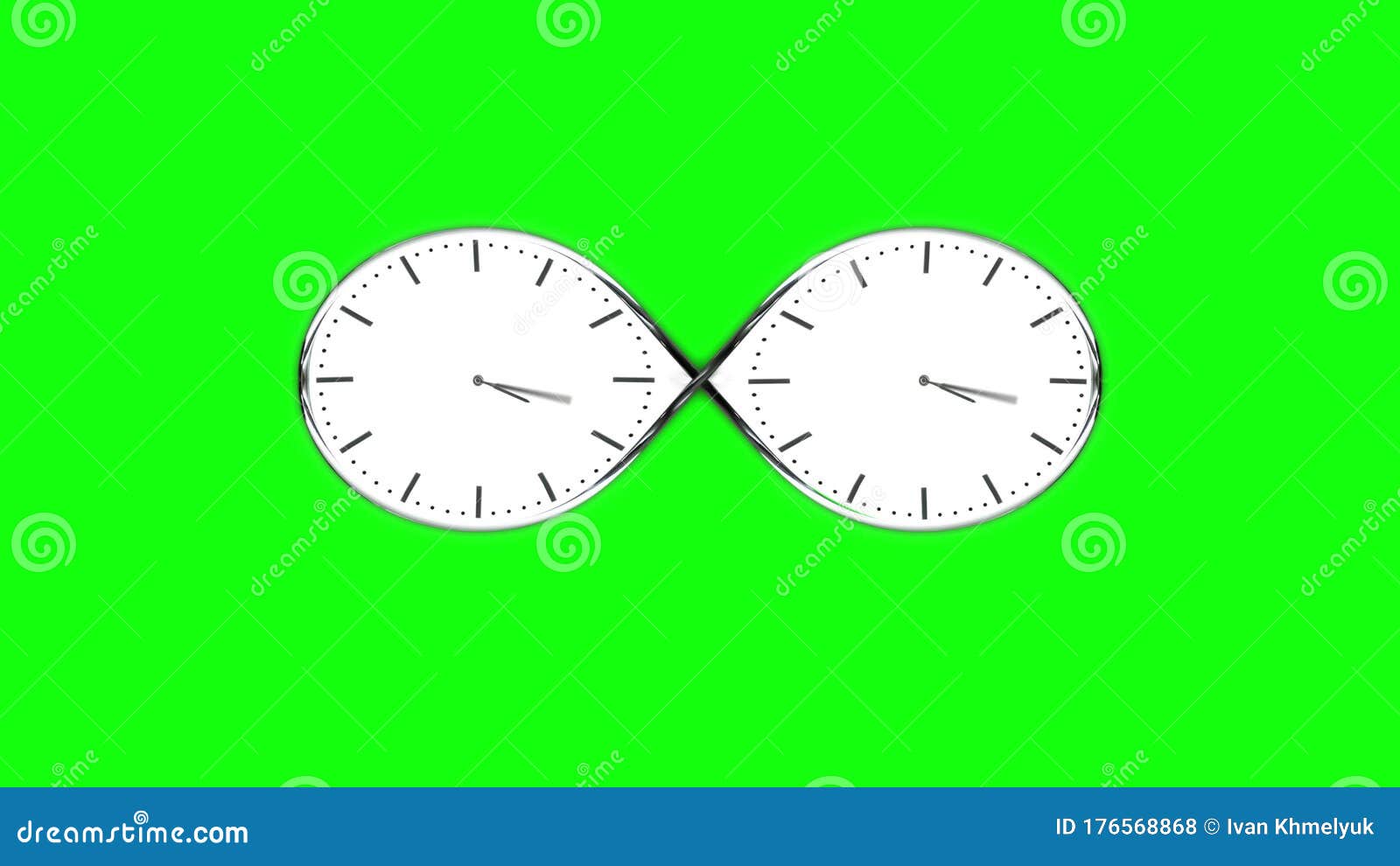 Infinity Symbol Made from Timelapse Clocks on Green Screen Stock
