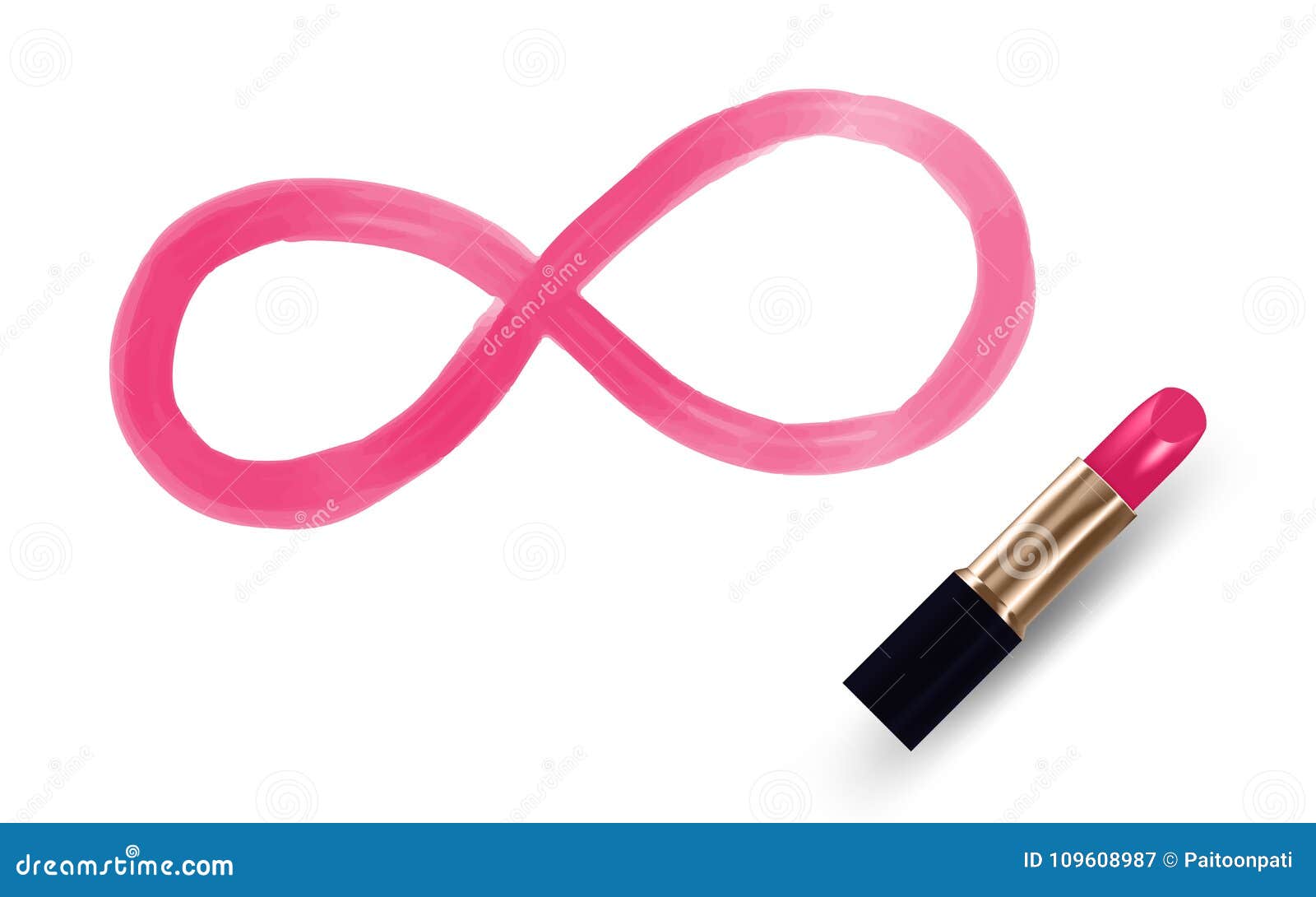 Infinity Symbol Write by Lipstick Pink Color Isolated on White