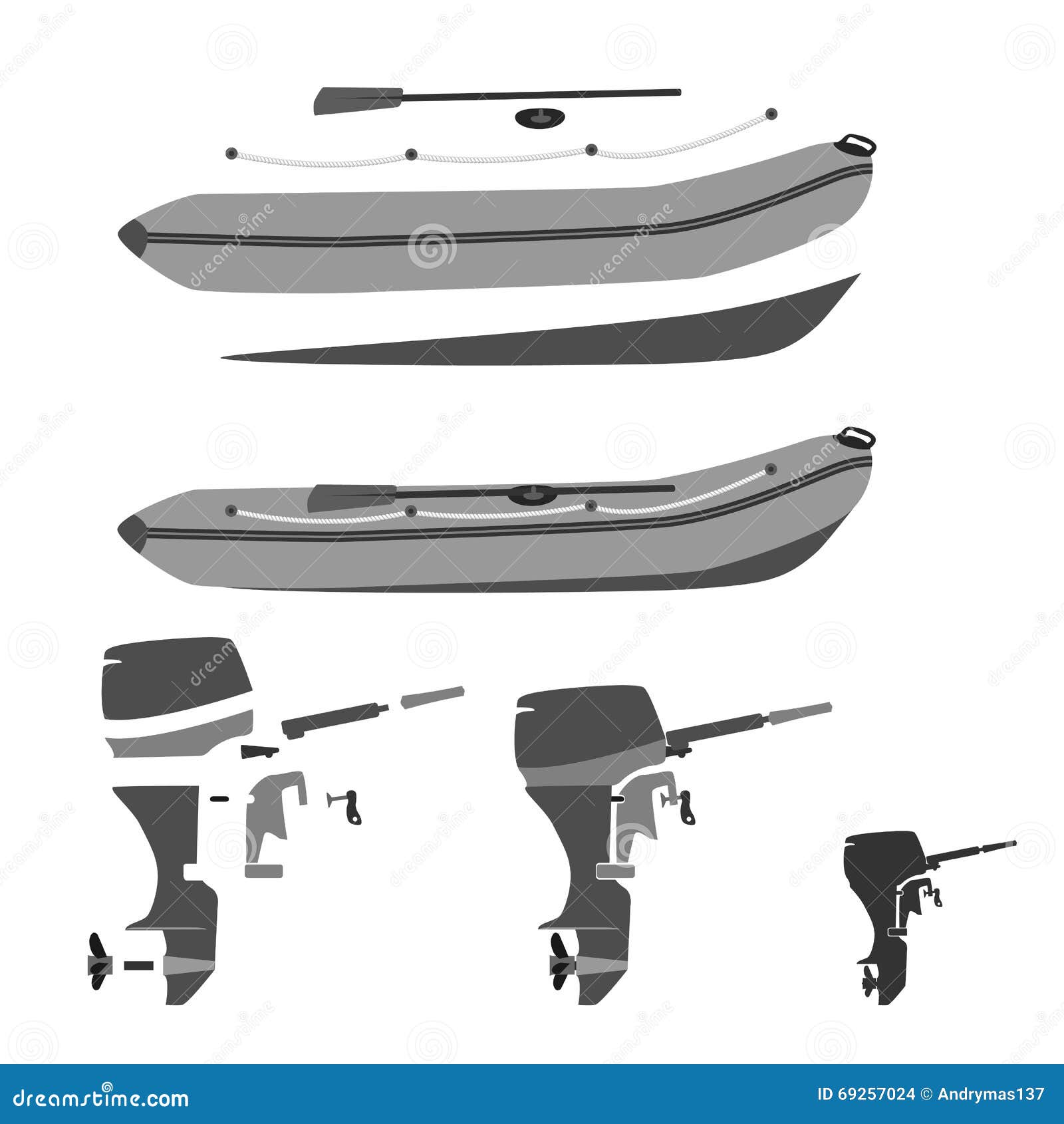 Inflatable Boat and Motor for Fishing, Hunting and Recreation Stock Vector  - Illustration of inflatable, sport: 69257024