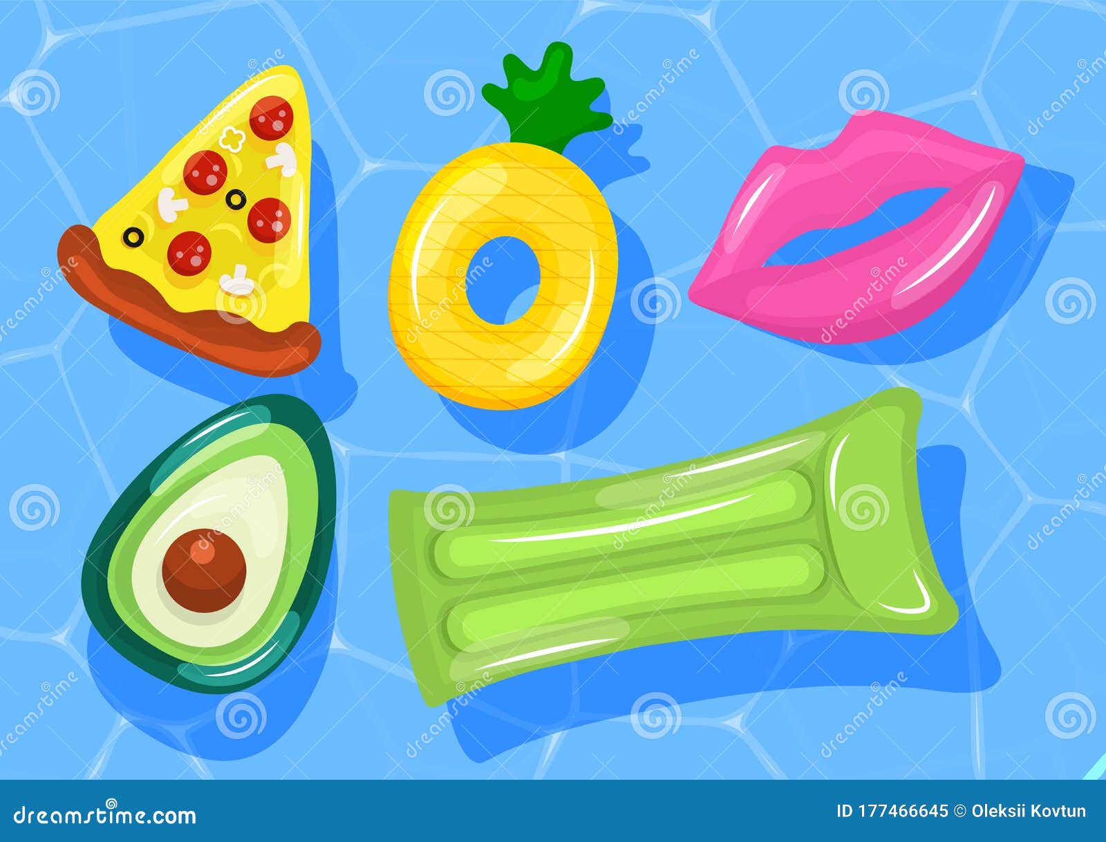 Inflatable Pool Float. Swimming Pool Toys Stock Vector Illustration