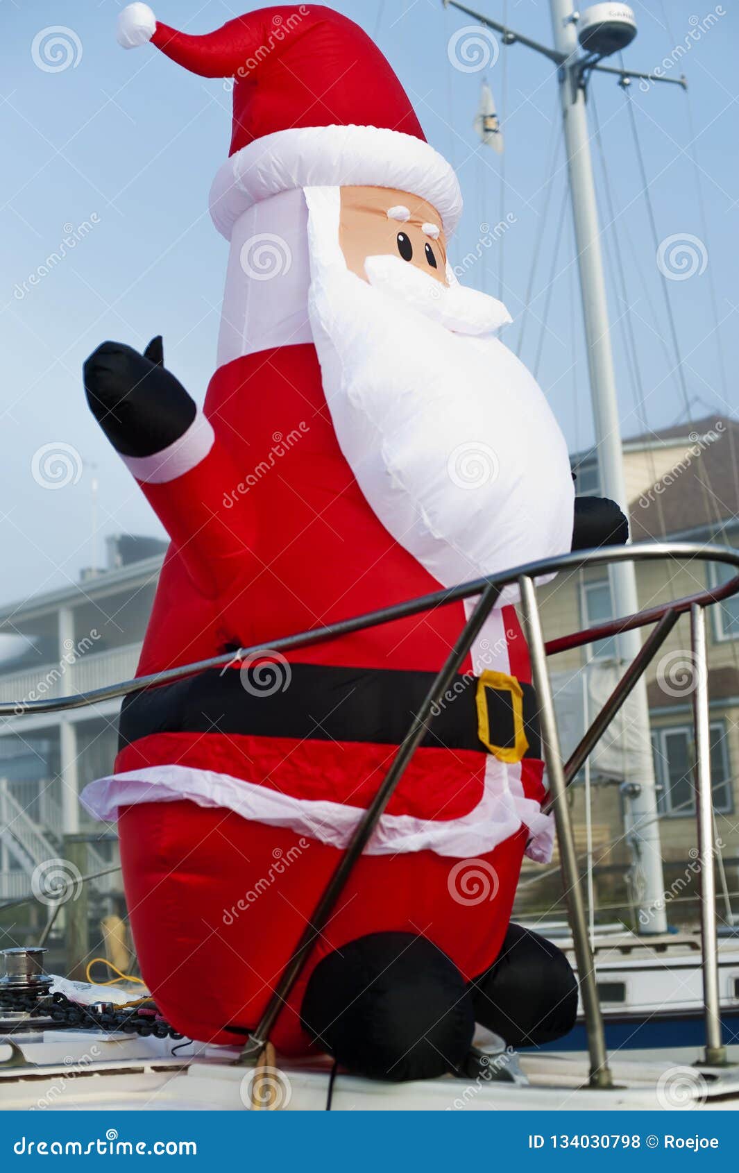 Santa Claus on boat stock photo. Image of harbor