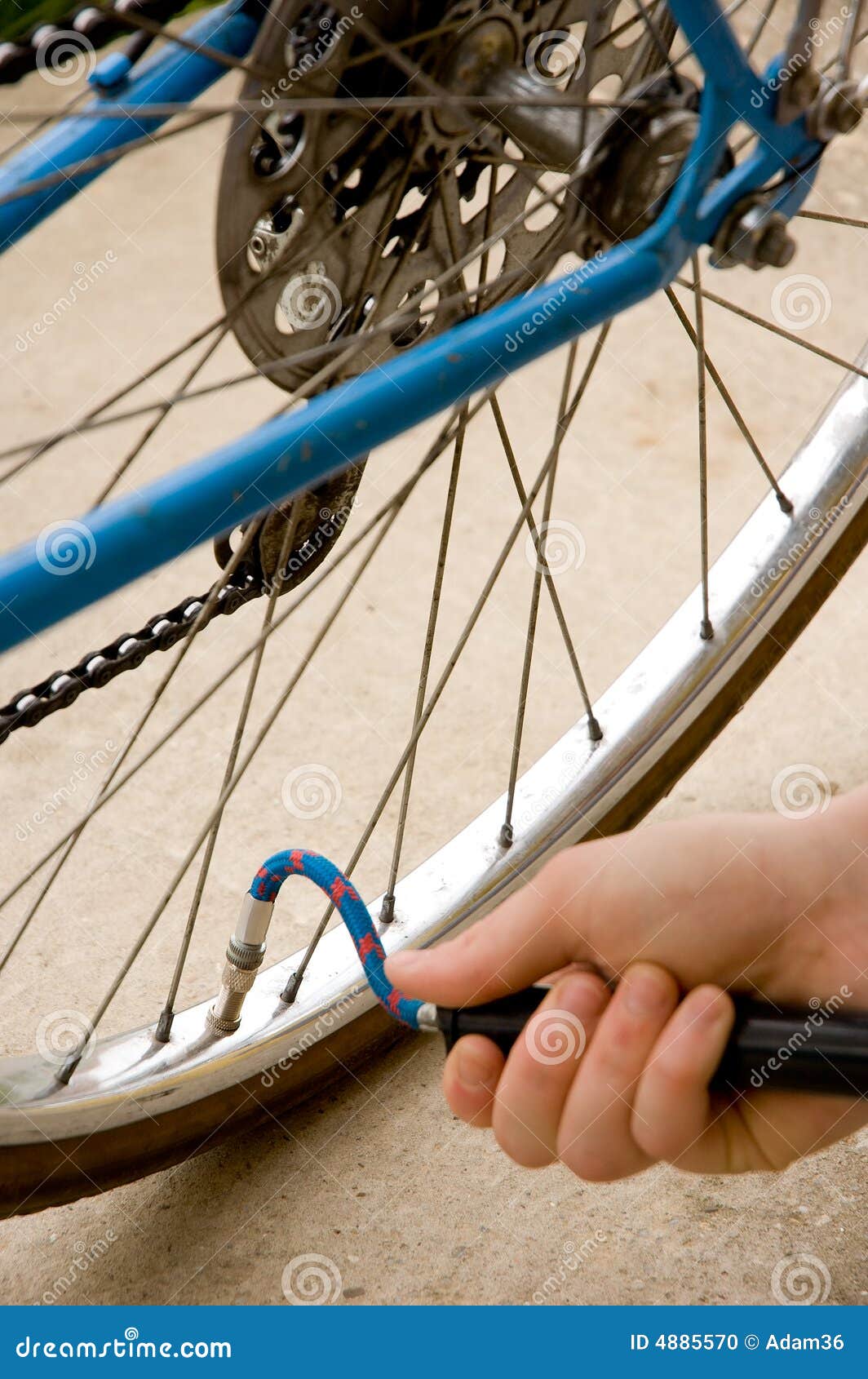 Inflating The Tire Of A Bicycle Picture. Image 4885570