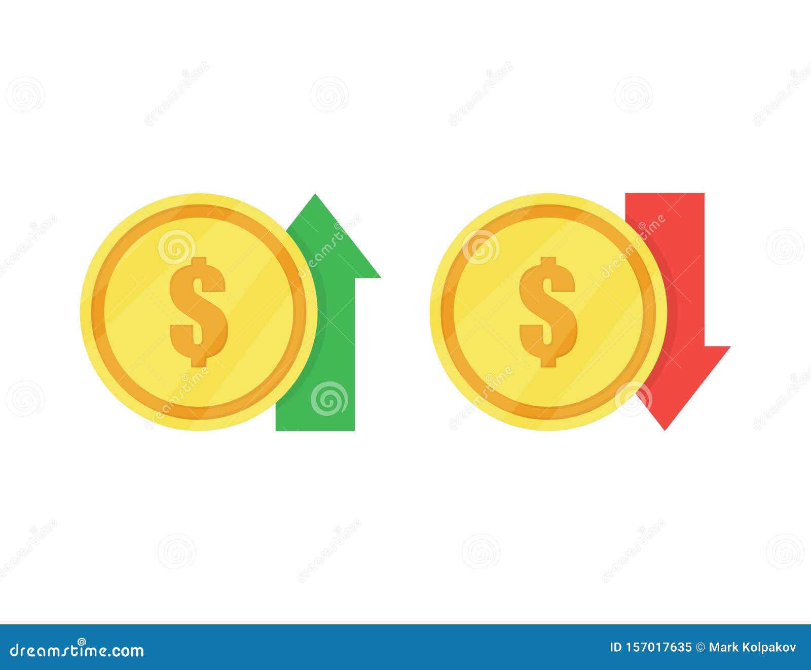 Inflation Coin with Up and Down Arrow Stock Illustration Illustration