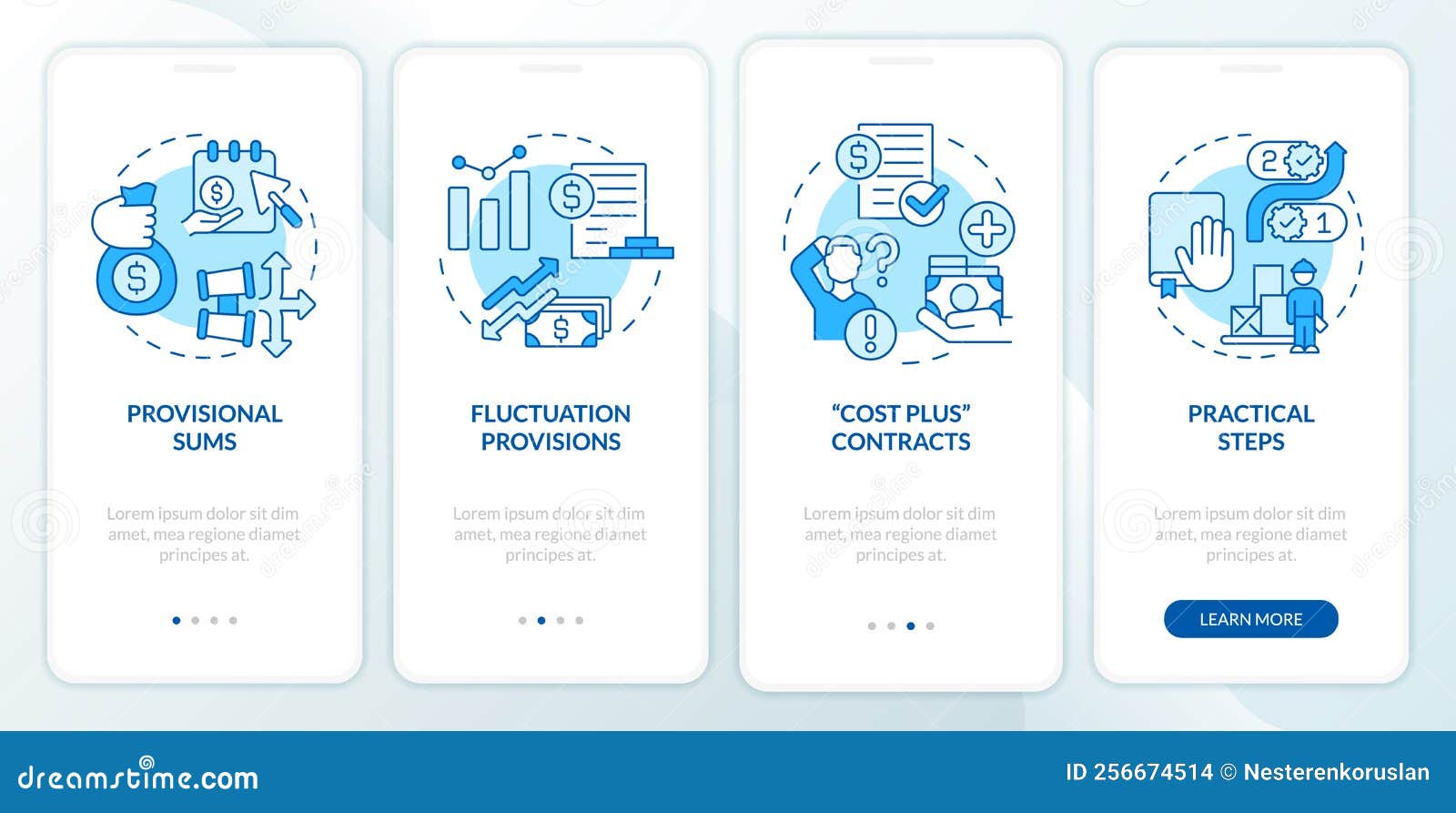 Inflation in Construction Industry Blue Onboarding Mobile App Screen
