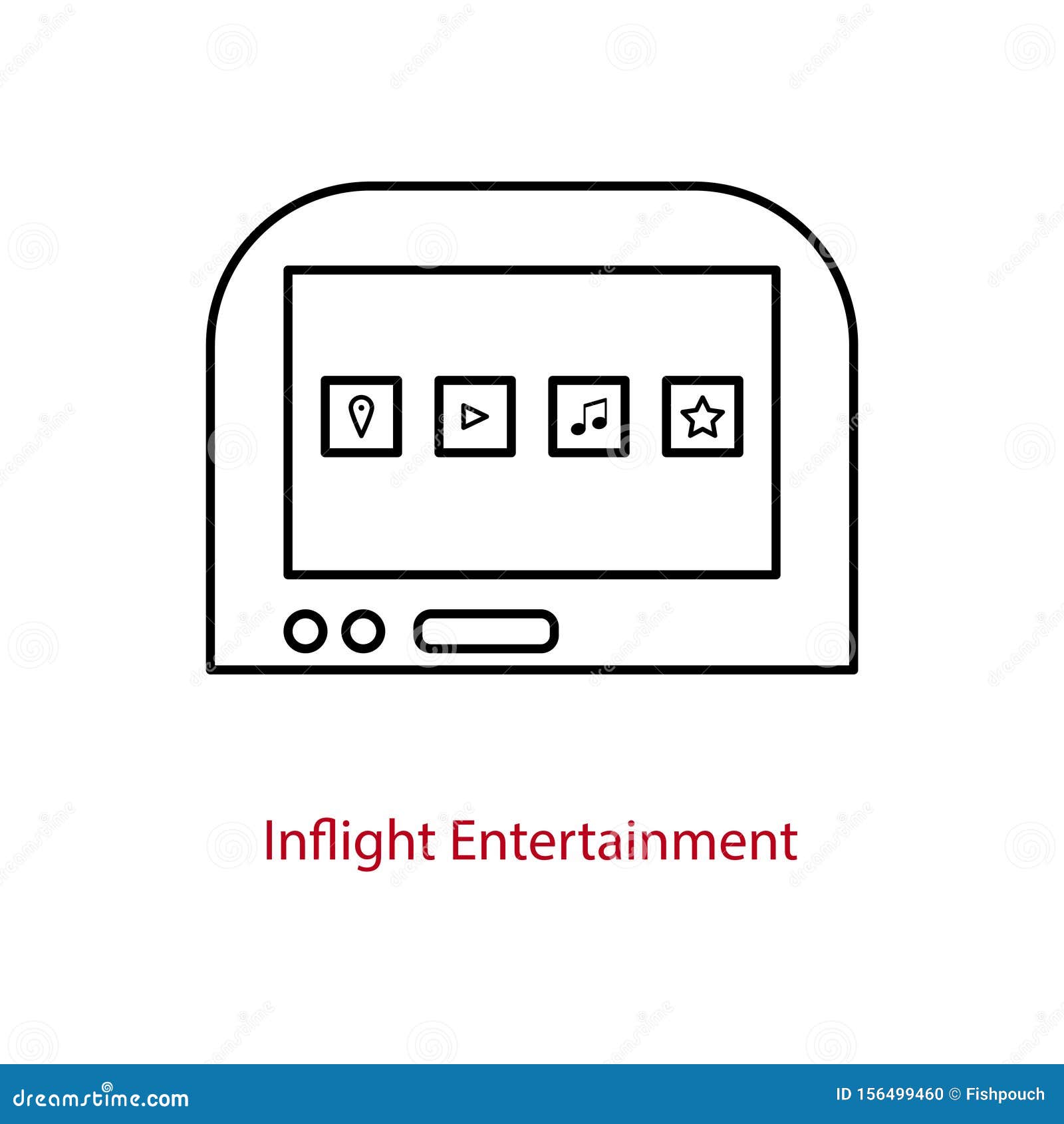 inflight entertainment screen icon on an airplane seatback.