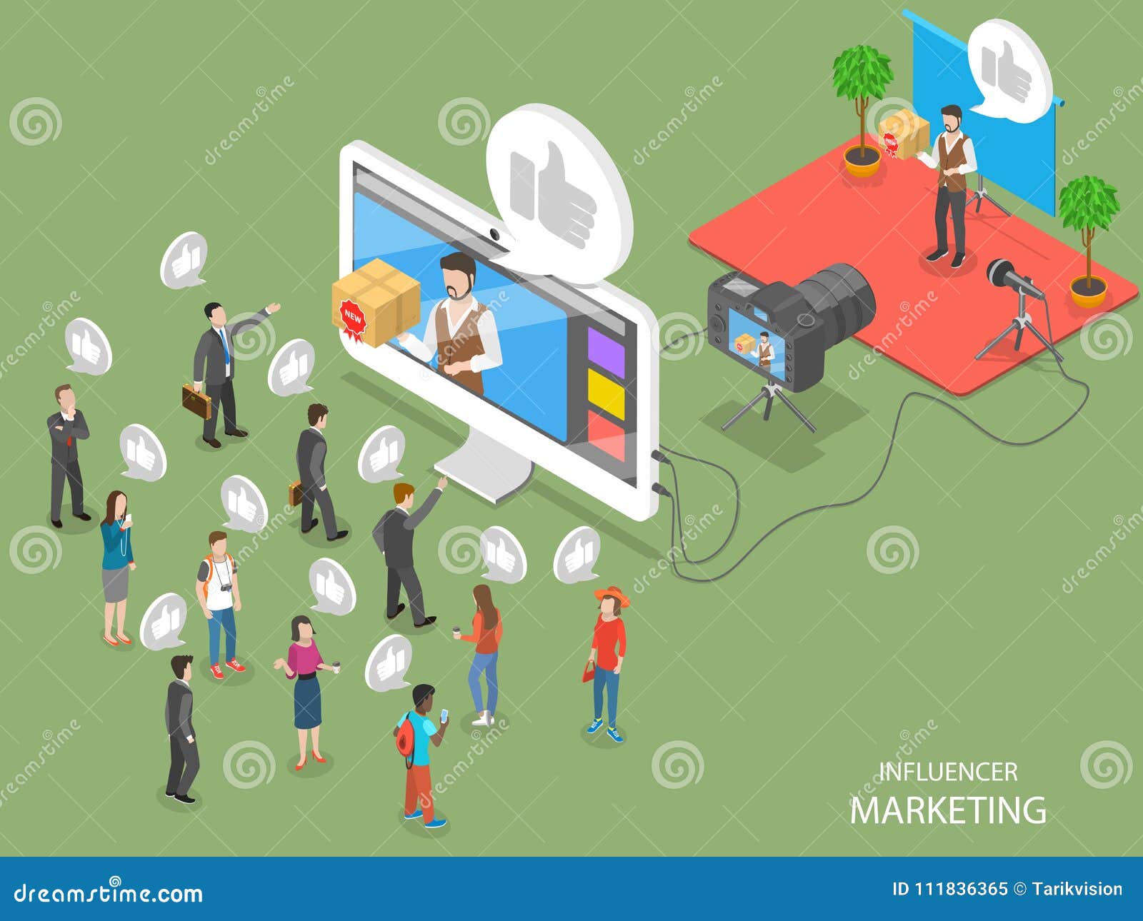 influencer marketing flat isometric  concept