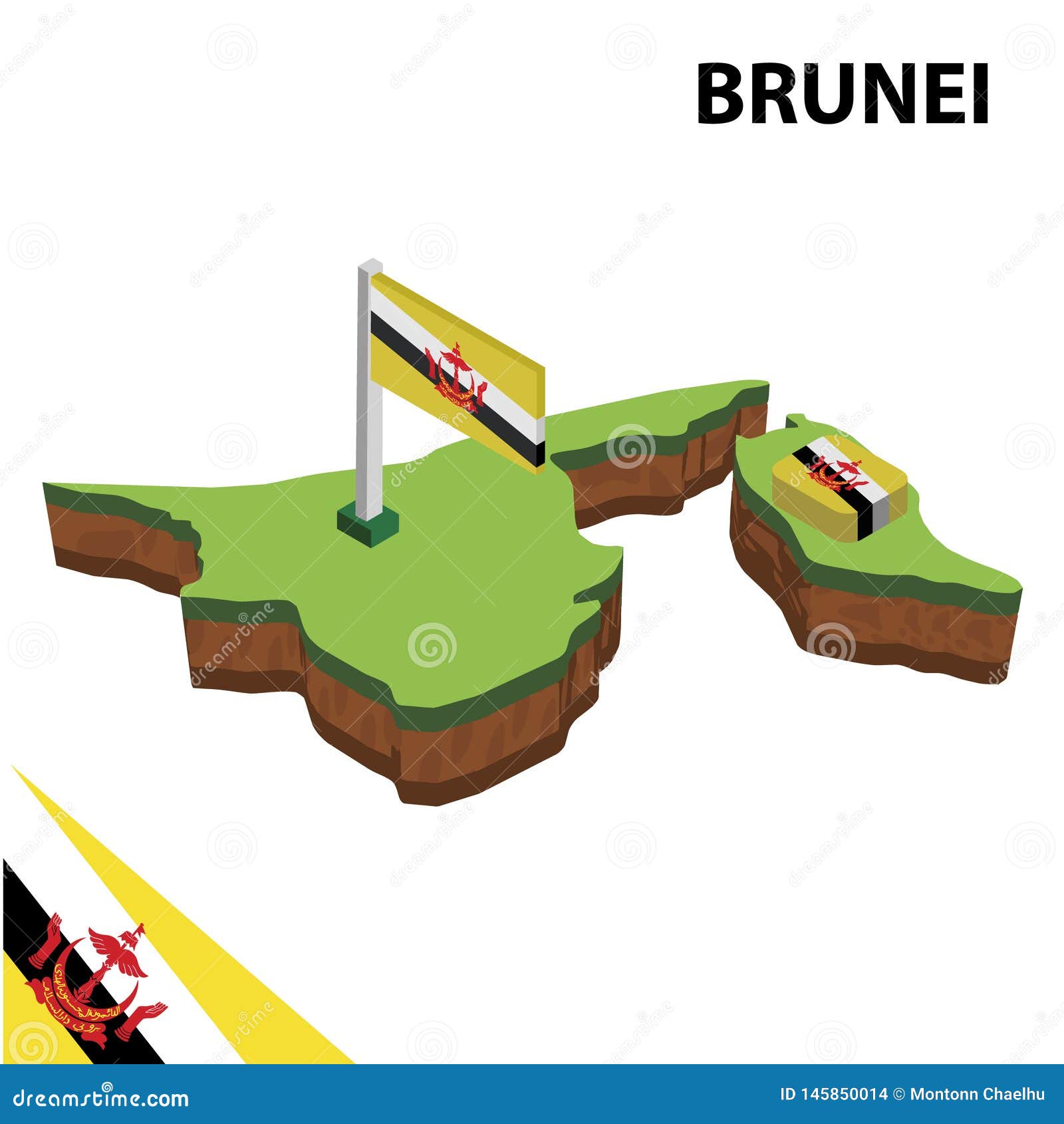 Info Graphic Isometric Map And Flag Of BRUNEI. 3D ...
