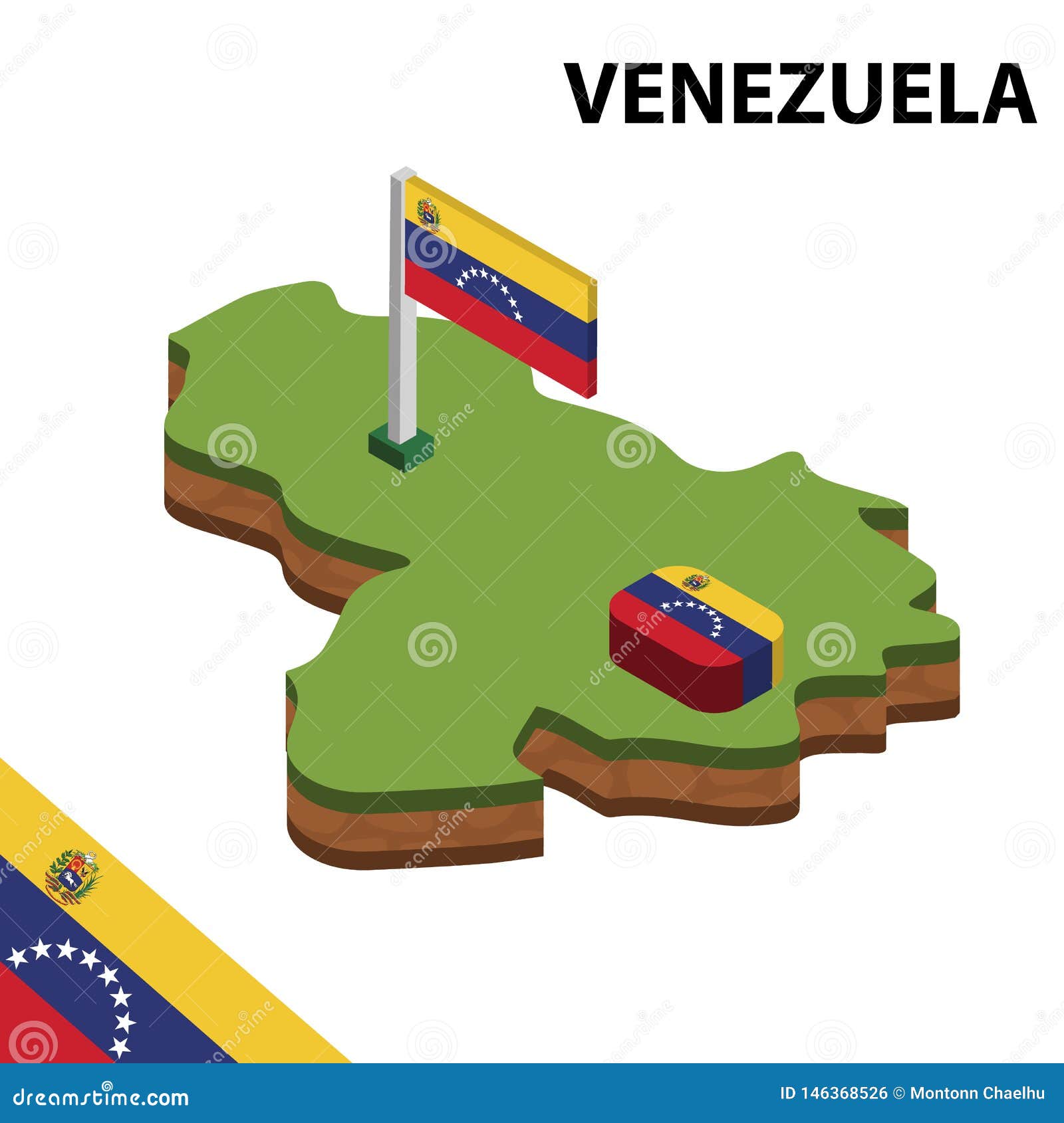 Info Graphic Isometric Map And Flag Of Venezuela 3d Isometric Vector