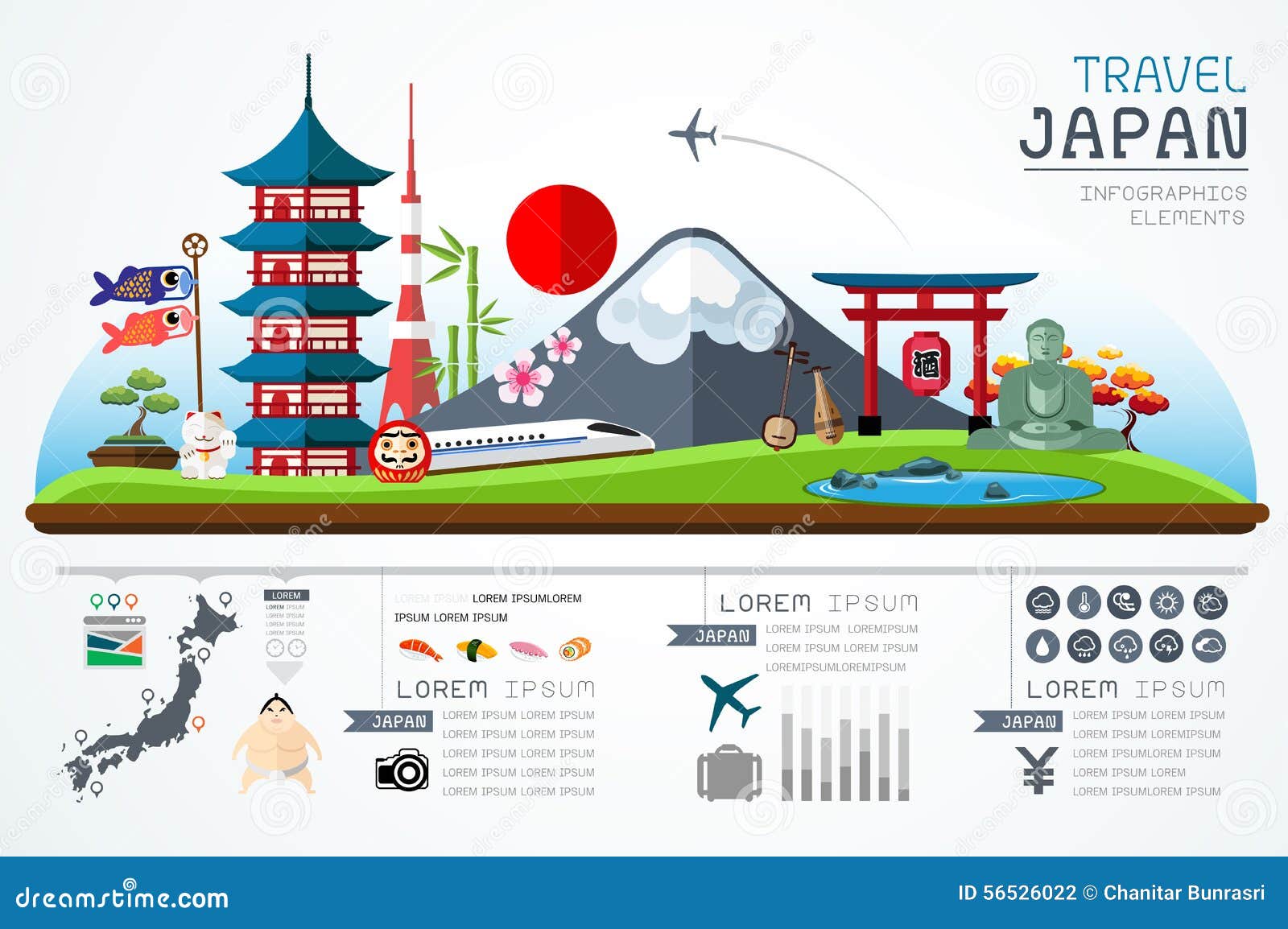 info graphics travel and landmark japan template .