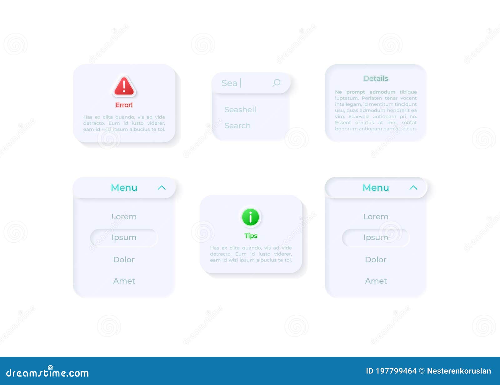 Info Panels UI Elements Kit Stock Vector - Illustration of Throughout Template With Drop Down Menu