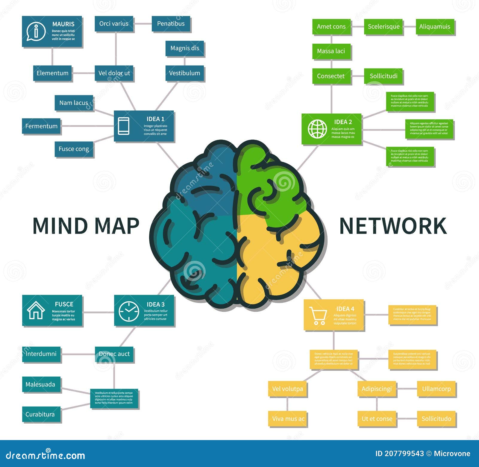 Infografía Del Mapa Mental. Resumen Cerebro Pensamiento Proceso Esquema  Negocio Pasos Planificación Vector Concepto Stock de ilustración -  Ilustración de proceso, negocios: 207799543