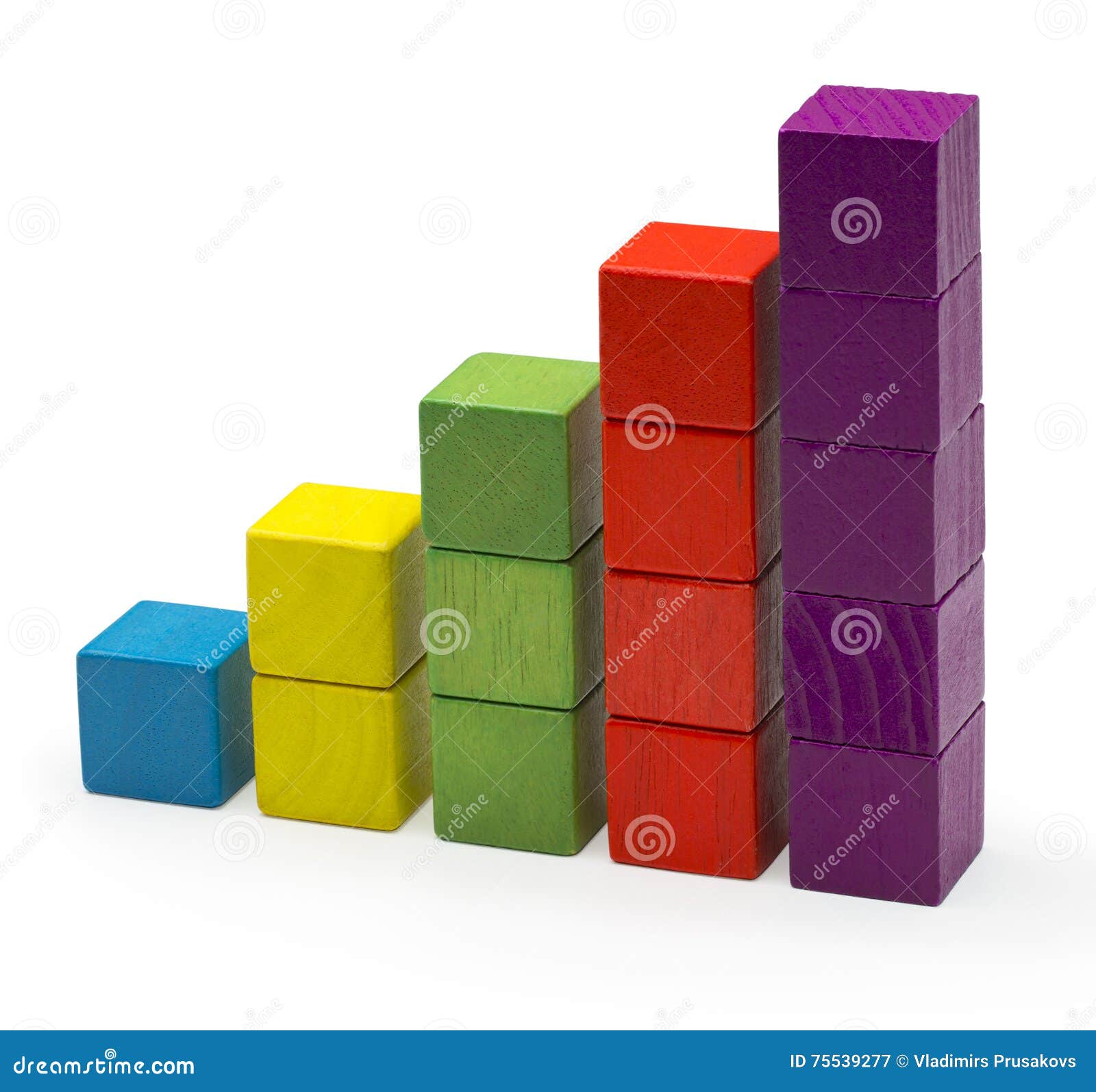 Infographic Blocks Chart, Stack Bar Growth, Toy Bricks Isolated Stock