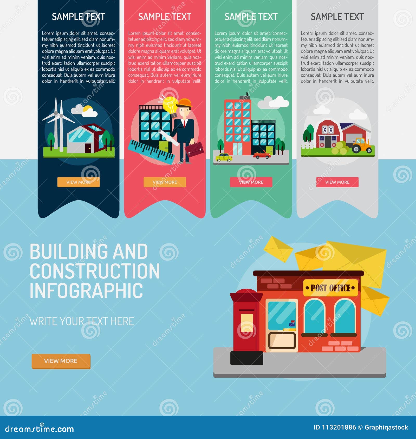 Building and Construction Infographic Complex Stock Vector