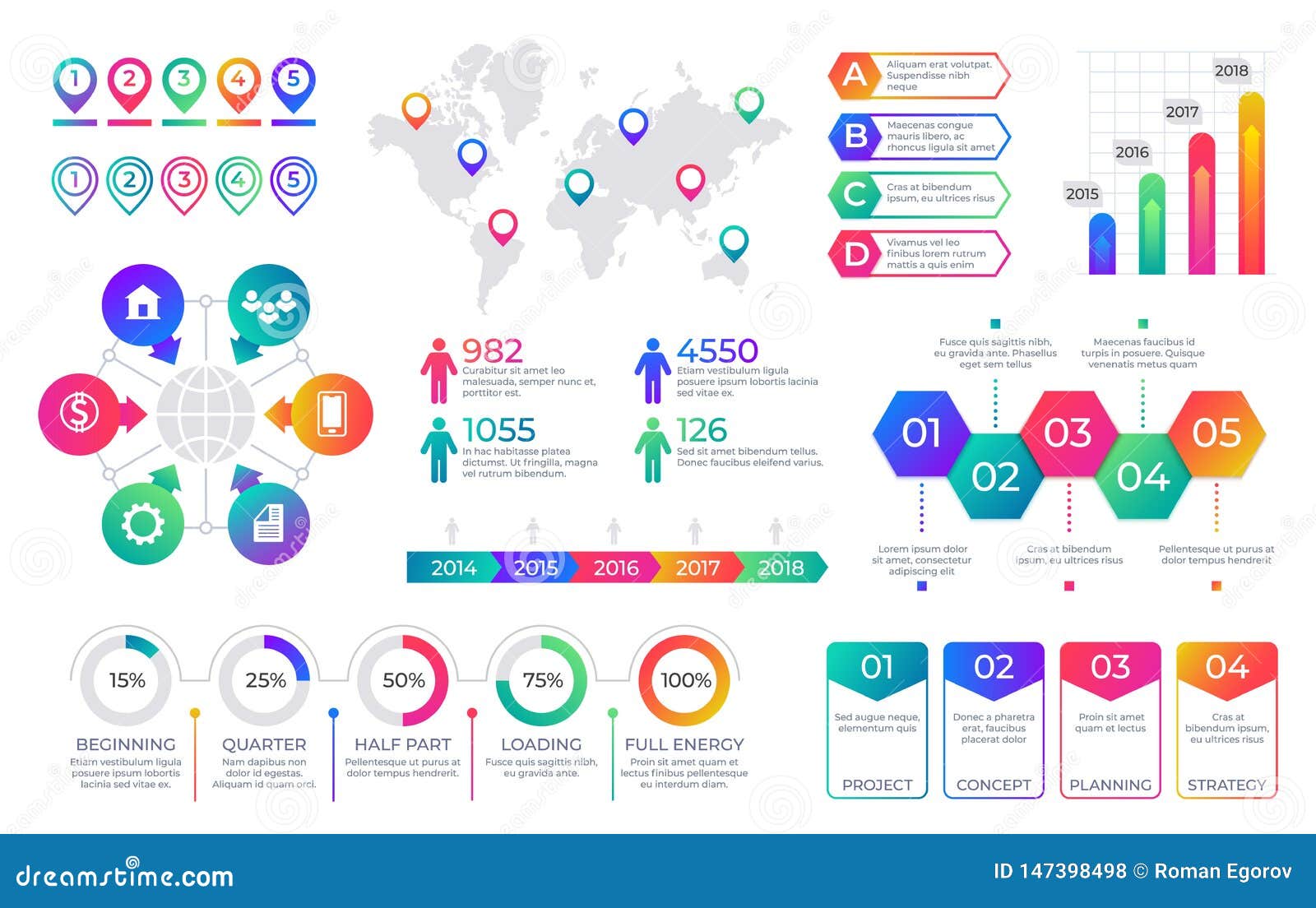 Infographic Chart Timeline Graph Elements With Flow Diagrams And Percent Line Bars Business Process Graph Vector Stock Vector Illustration Of Bars Flow 147398498