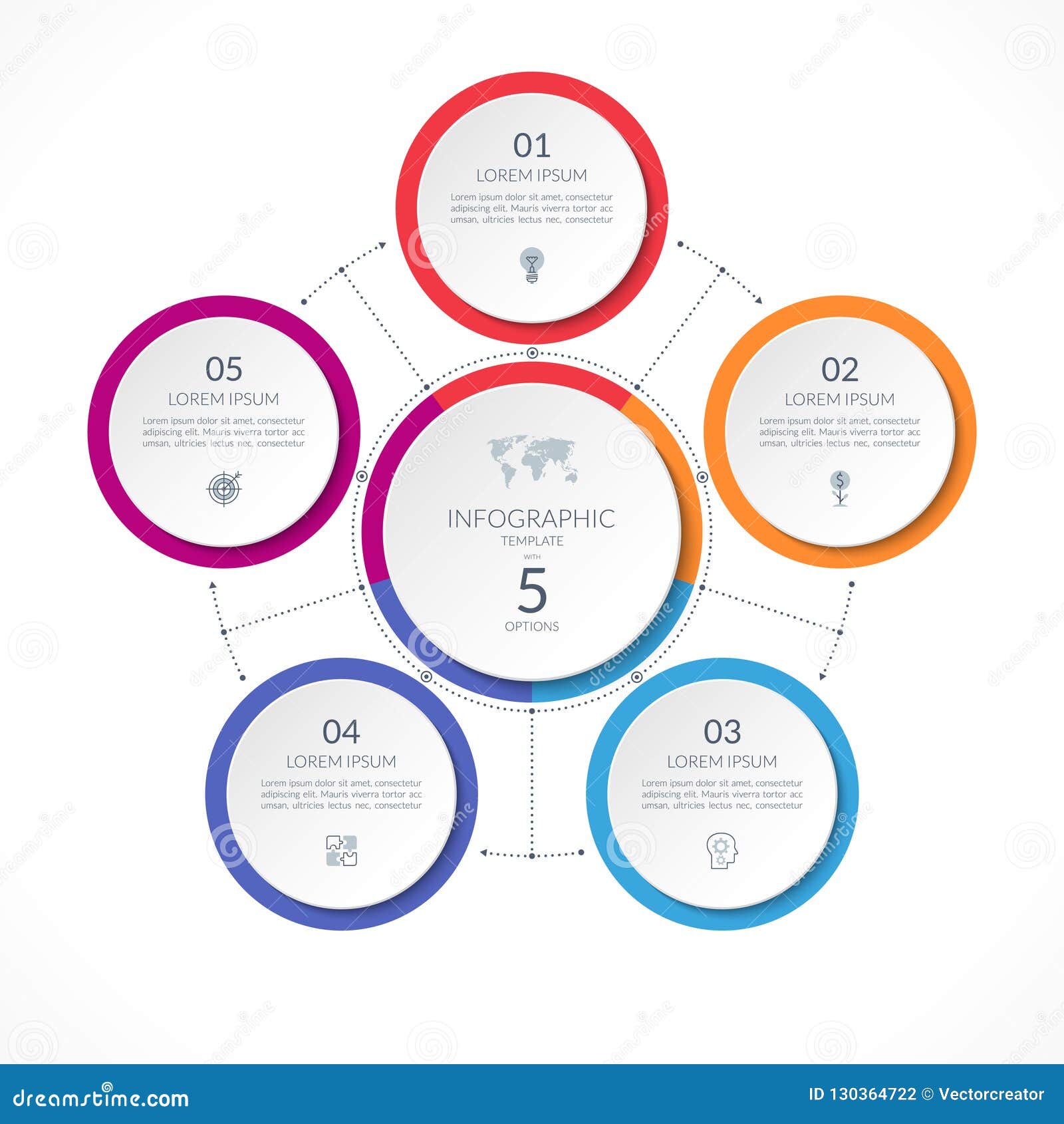Infographic Circle With 5 Options Stock Vector Illustration Of