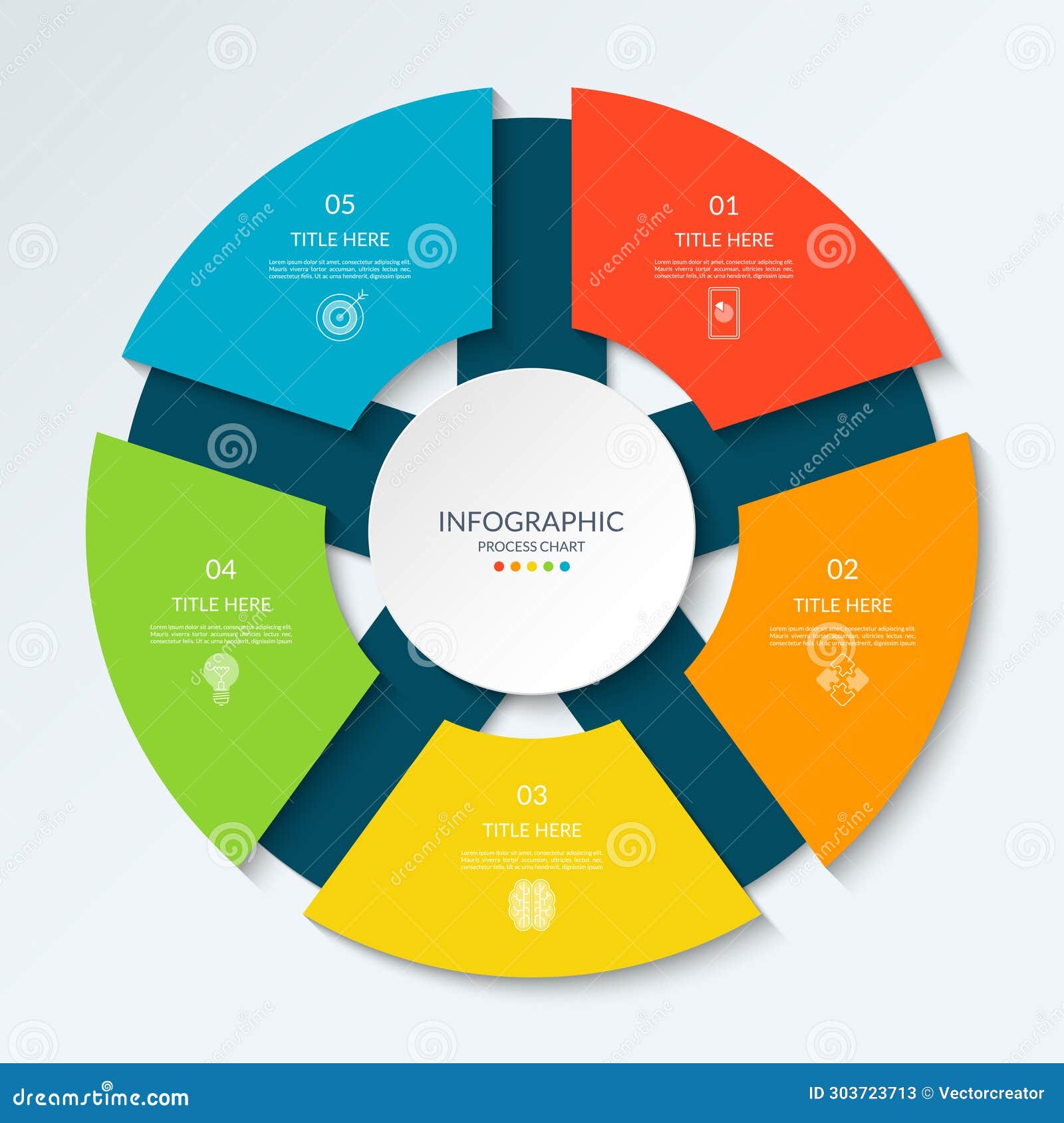 Infographic Circle with 5 Options, Parts. 5-step Cycle Diagram for ...