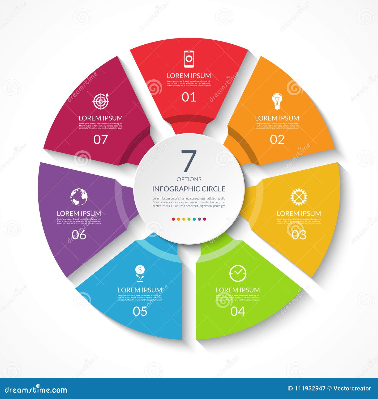 infographic circle. process chart.  diagram with 7 options.