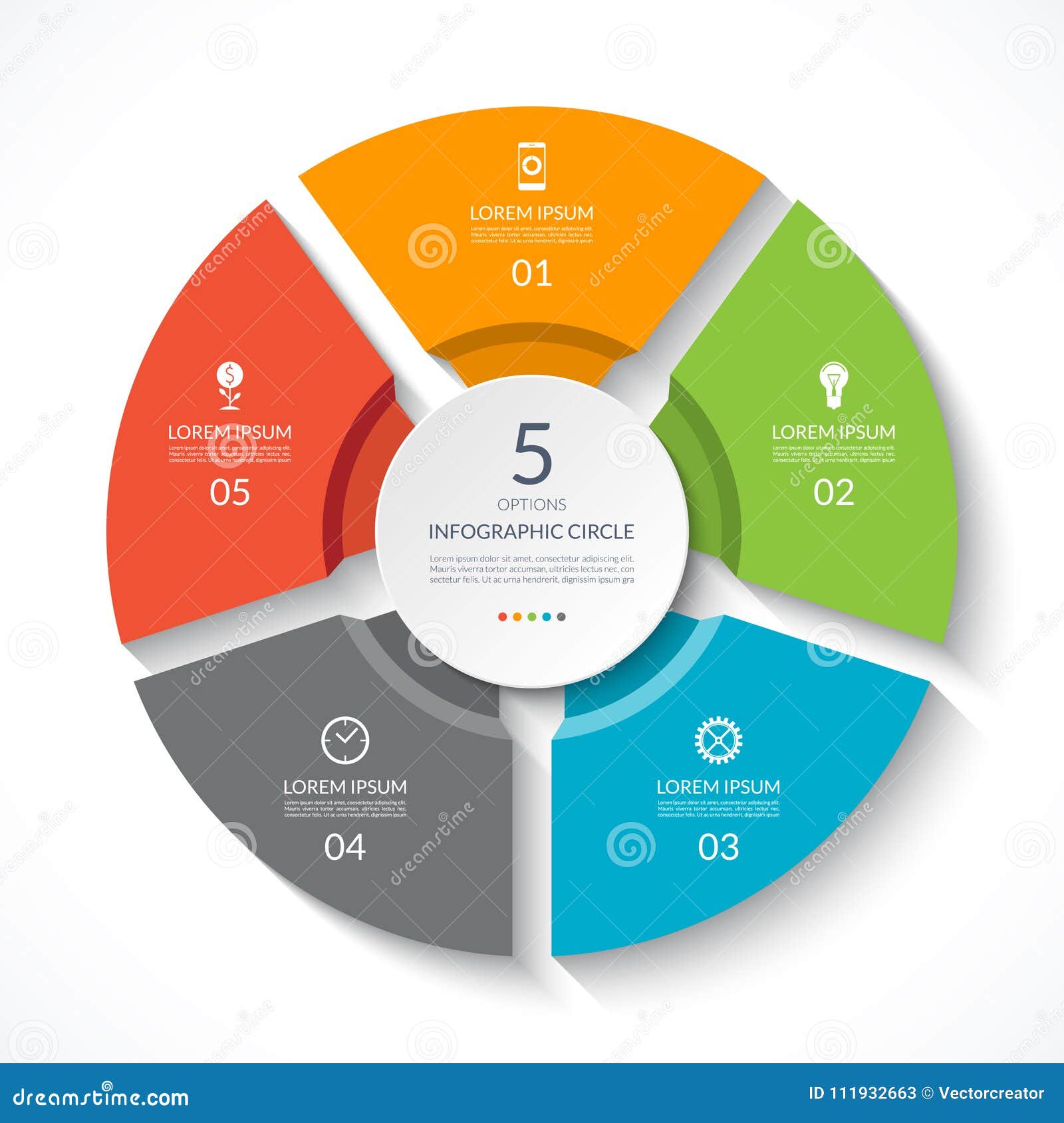 infographic circle. process chart.  diagram with 5 options.