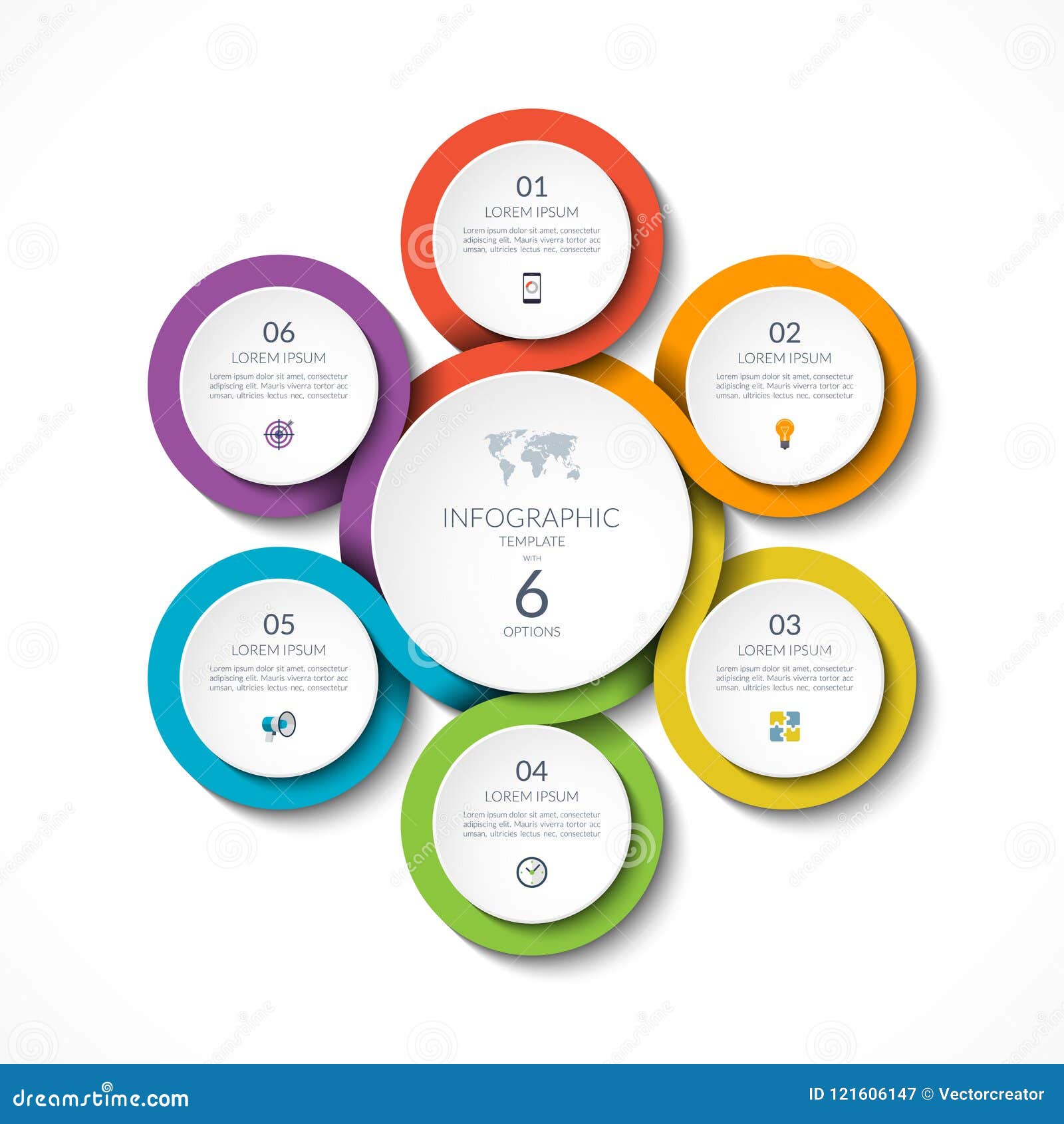 Infographic Circular Template with 6 Options. Vector Illustration Infographic Circular Template with 6 Options. Vector Illustration