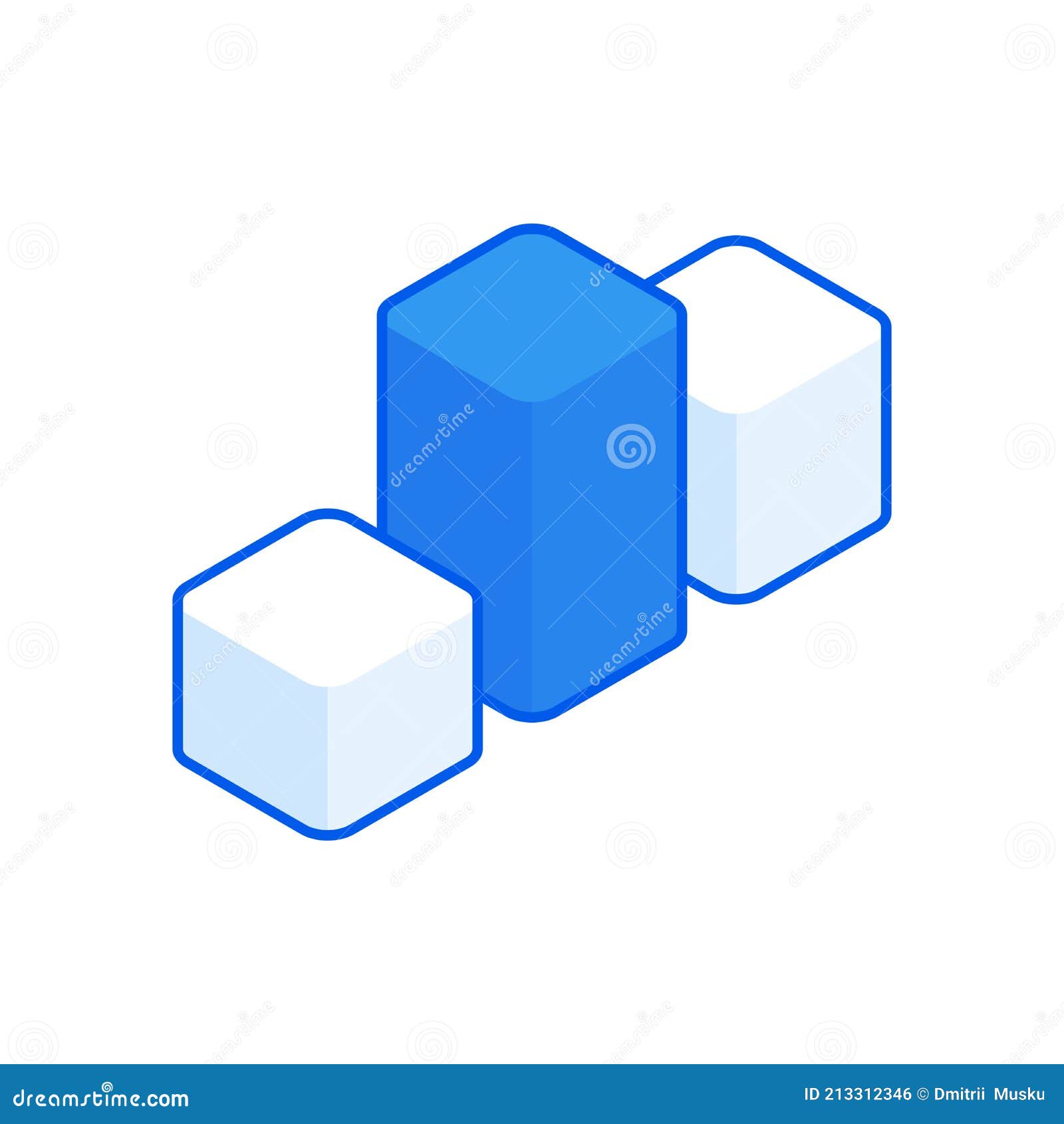 infographic columns isometric . diagrammatic colored white and blue columns