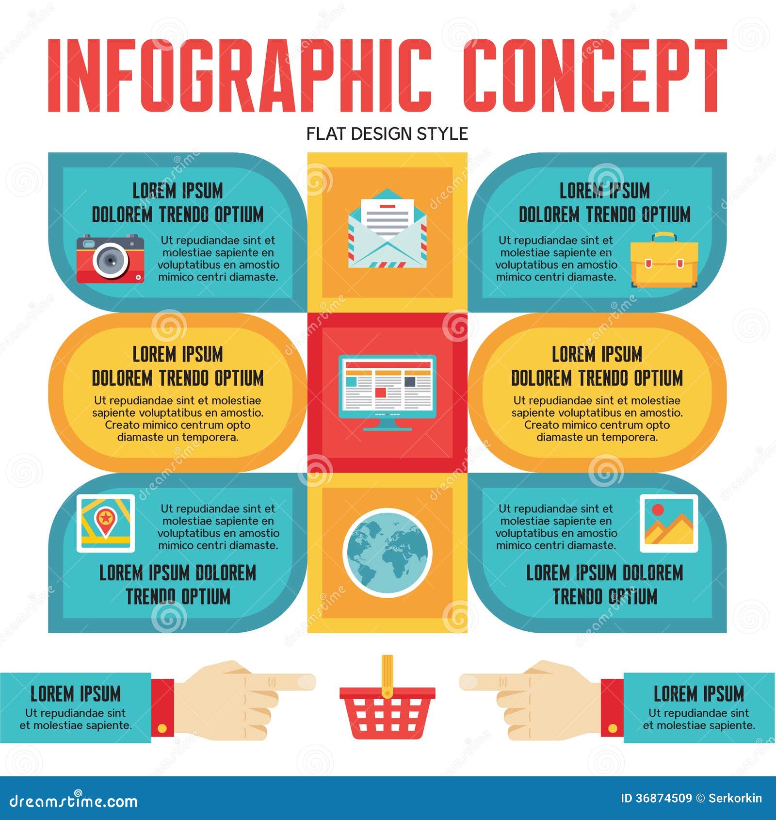 modern flowchart design Concept Flat Infographic In Style Design Presentation For