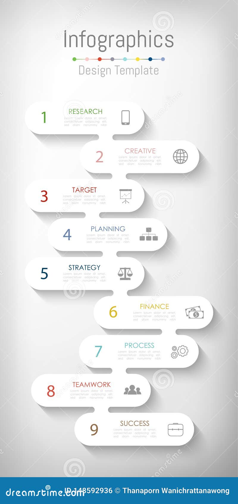 infographic  s for your business data with 9 options, parts, steps, timelines or processes. 