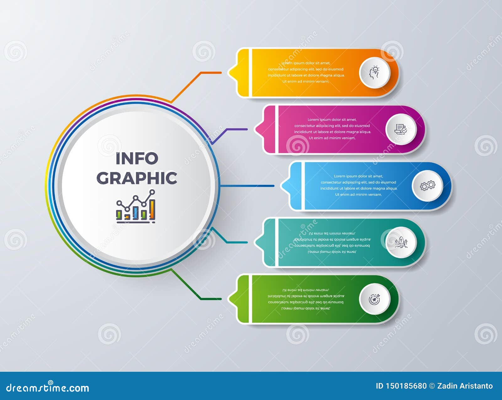 infographic  with 5 process or steps. infographic for diagram, report, workflow and more. infographic with modern and simple