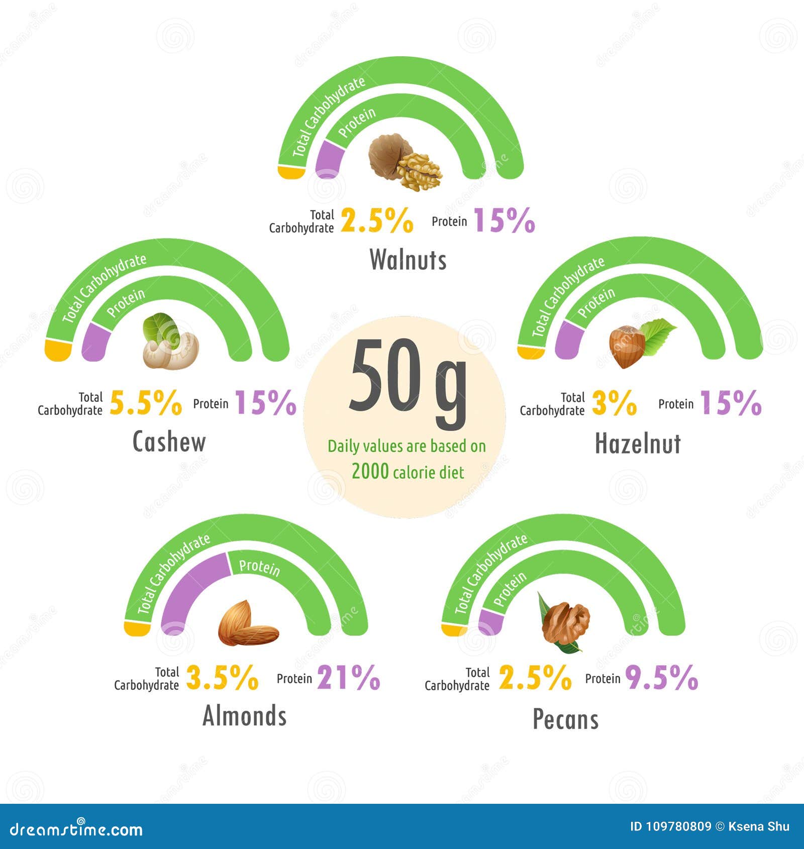 Infographic Illustration of Value of Protein and Total Carbohydrate in
