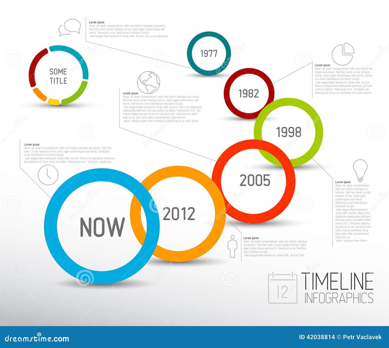 infographic light timeline report template with circles