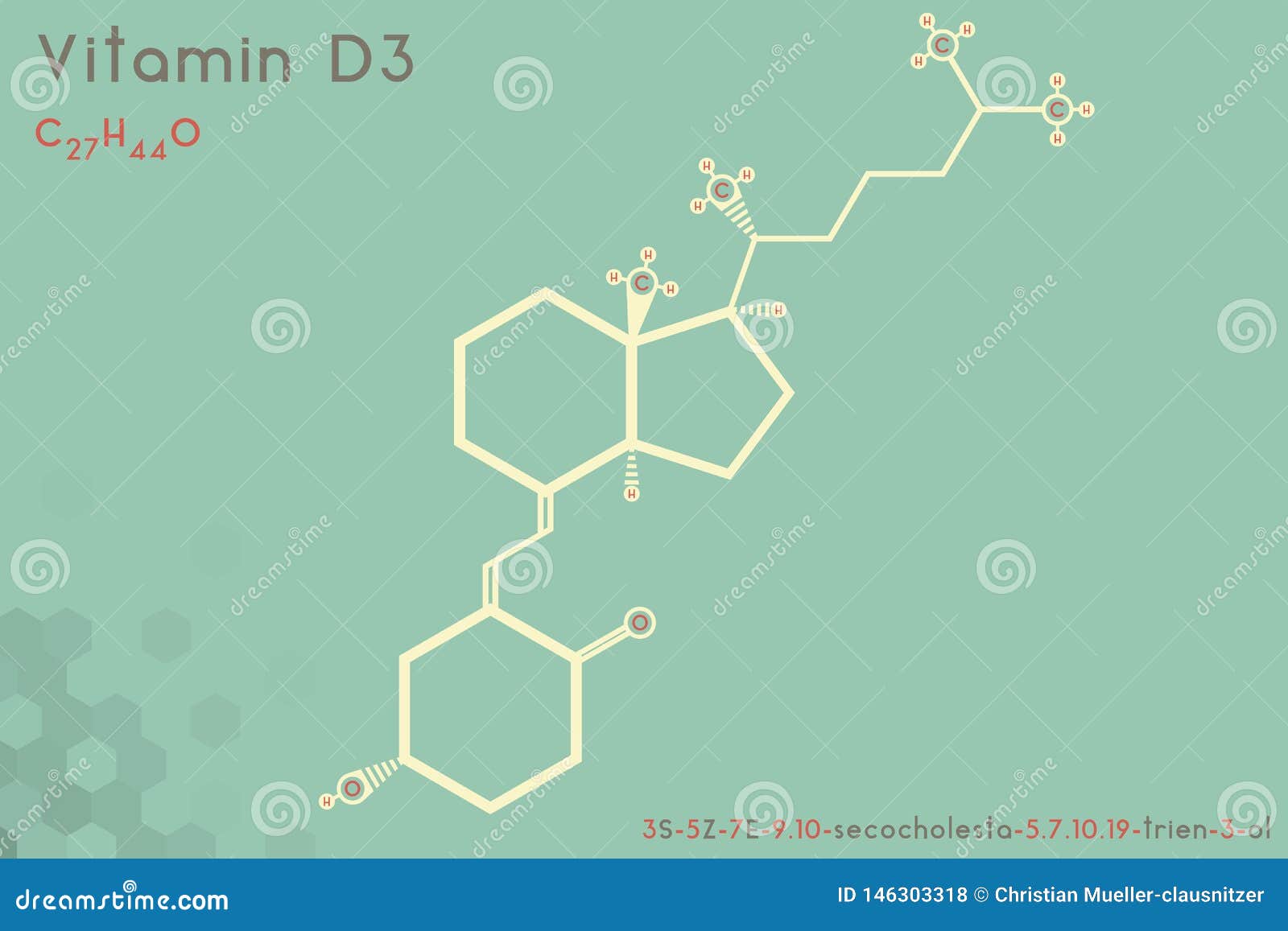 Infographic of the Molecule of Vitamin D3 Stock Vector Illustration