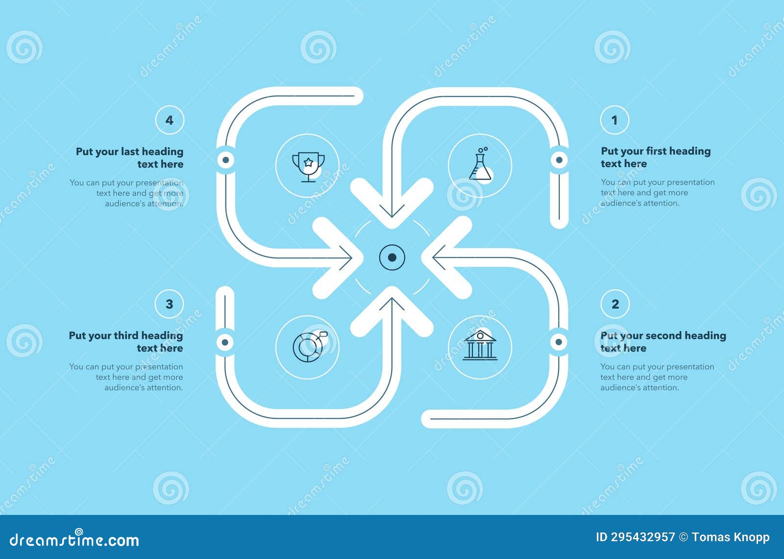 Infographic Process Template with Four Steps - Blue Version Stock