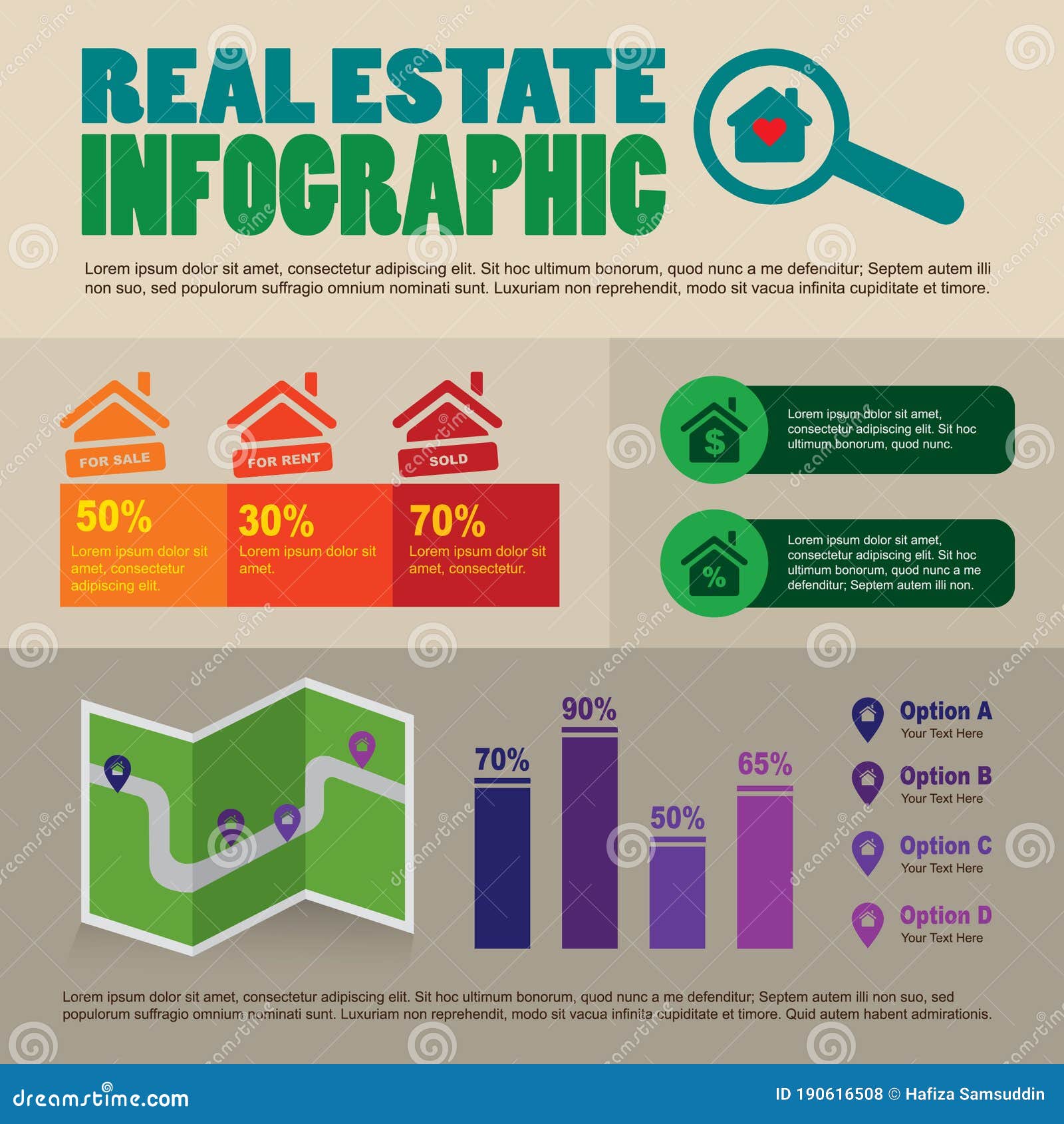 Infographic of Real Estate. Vector Illustration Decorative Design Stock