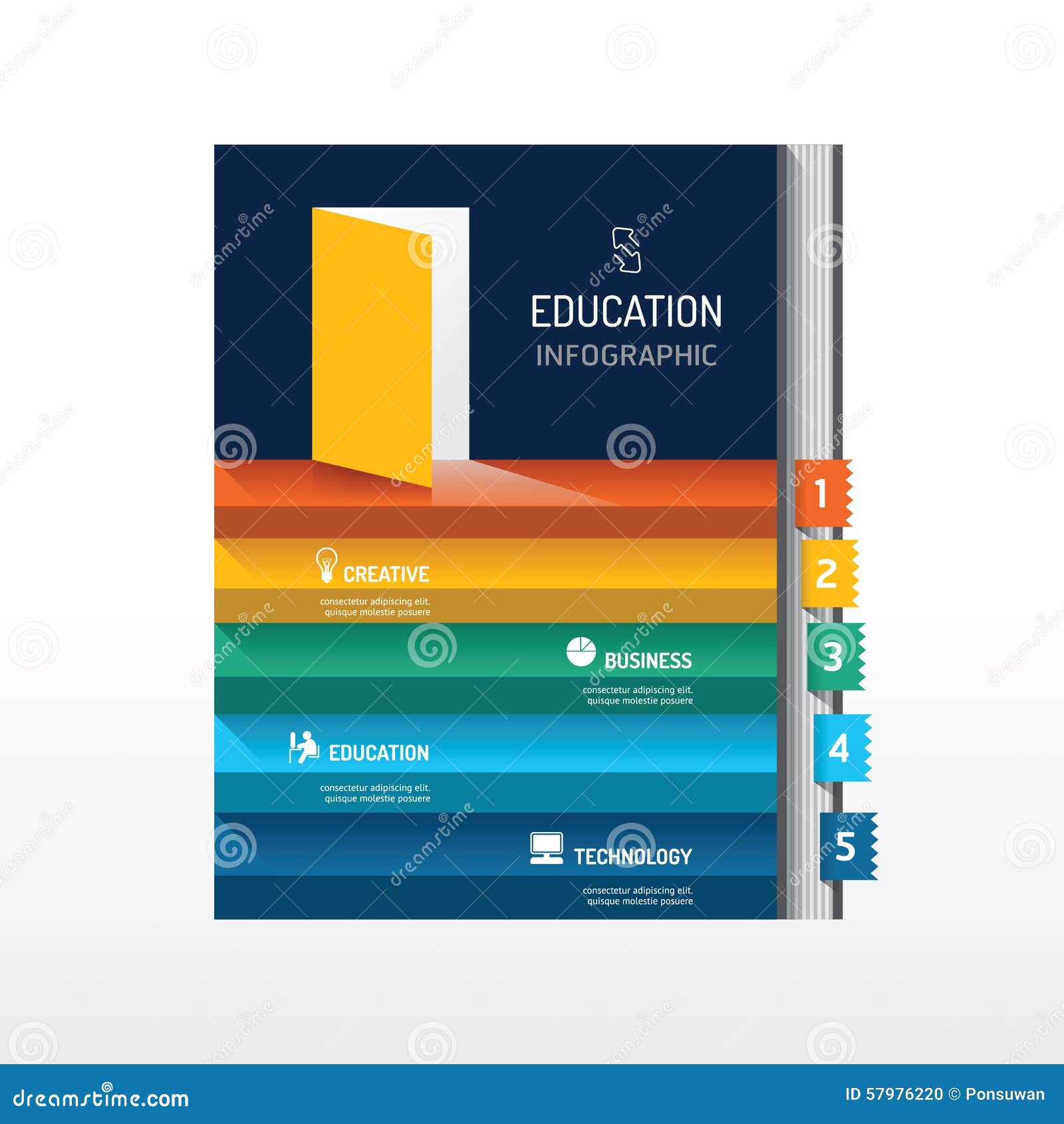 Infographic Step On Book Shape Idea Vector Illustration