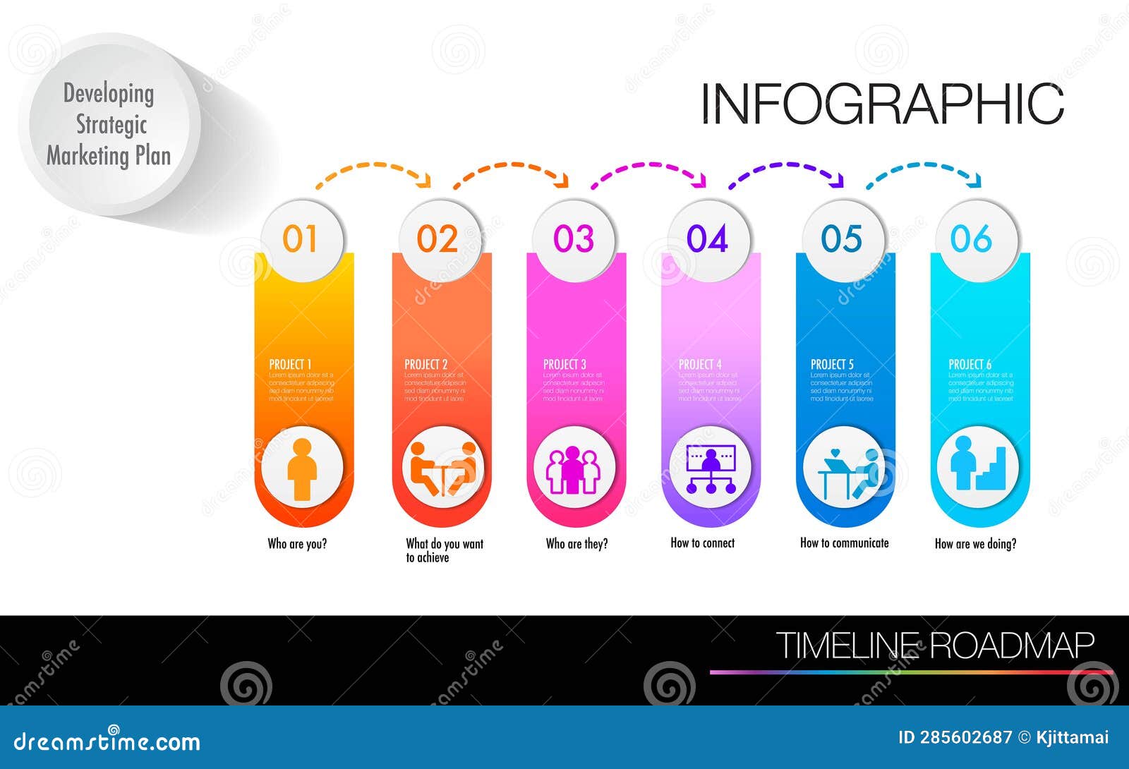 infographic-6-step-develop-marketing-strategic-plan-template-stock