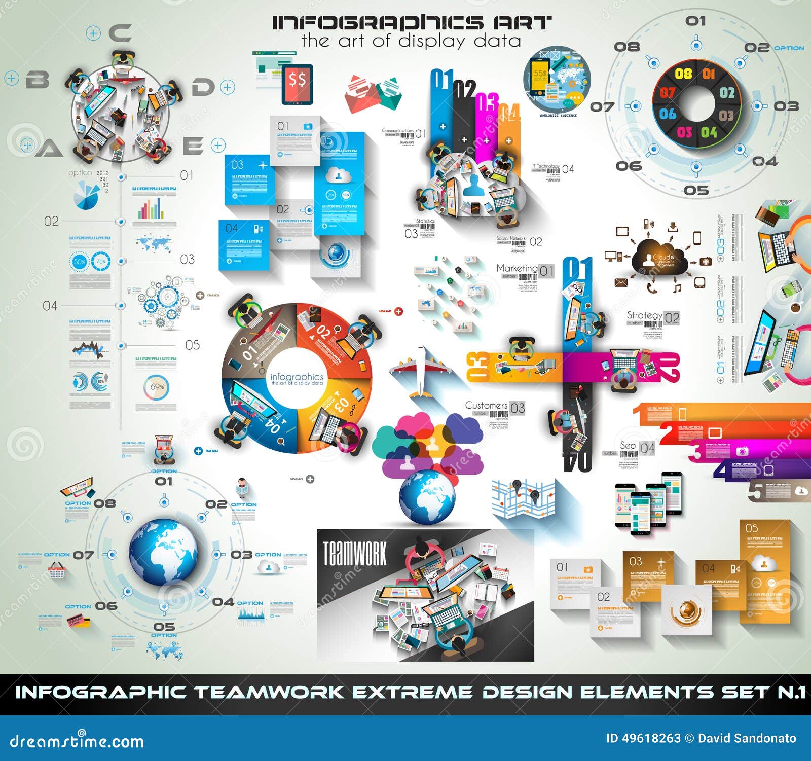 infographic teamwork mega collection: brainstorming icons with flat style.