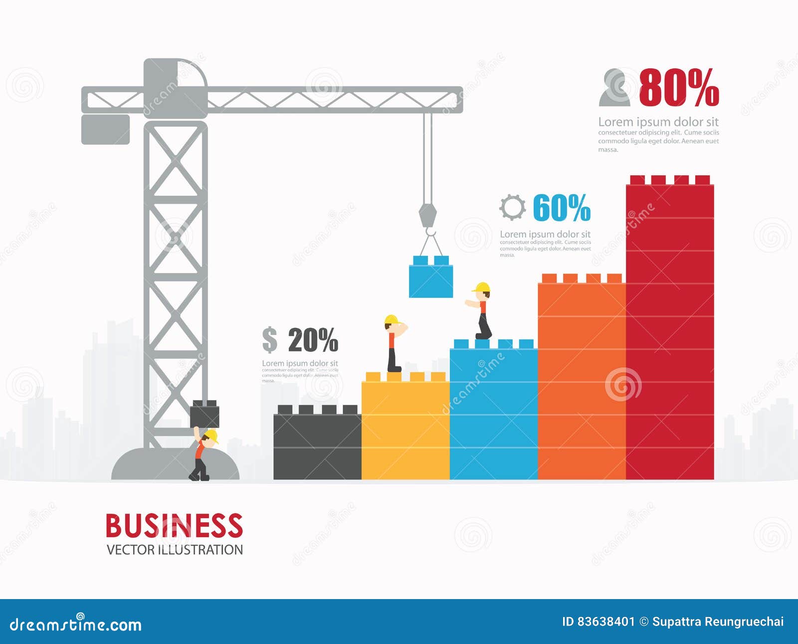 infographic template with crane building blocks stock vector