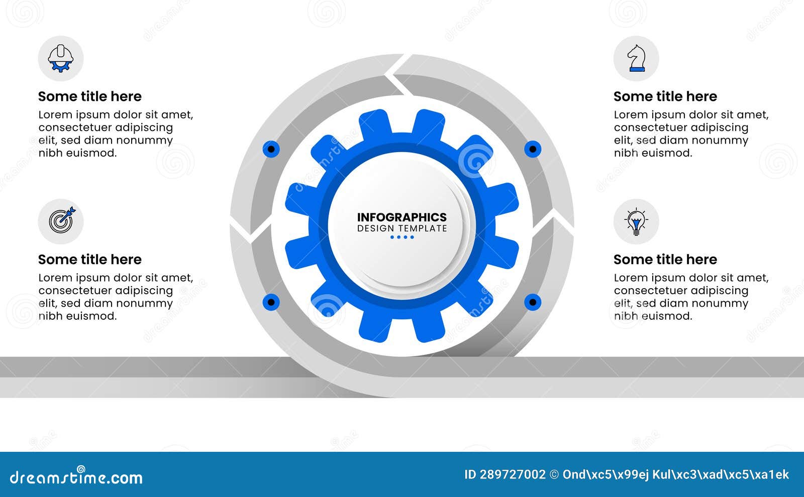 Infographic Template. Blue Gear with 4 Steps and Line Stock ...