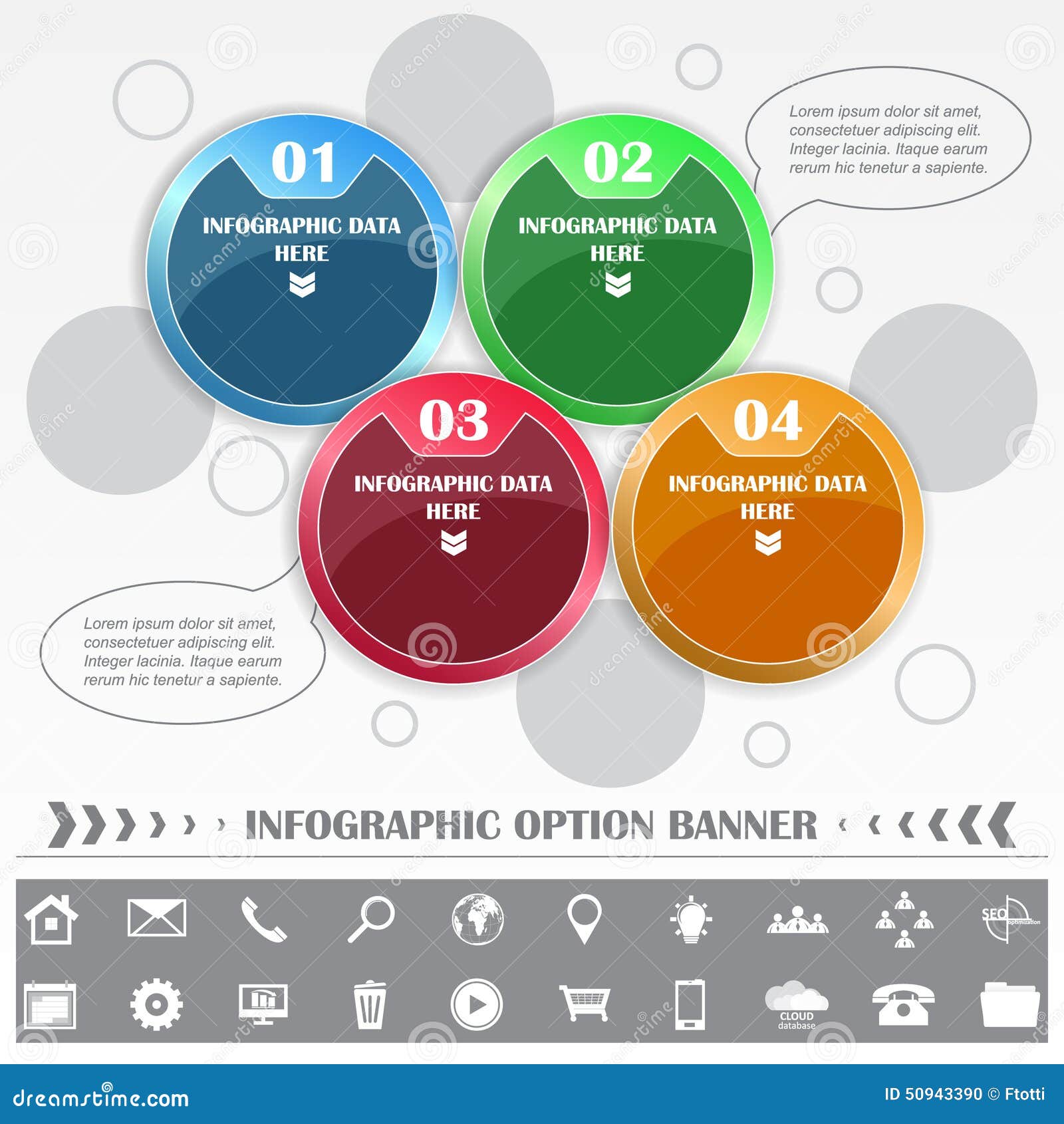 infographic template with round labels and various icons stock