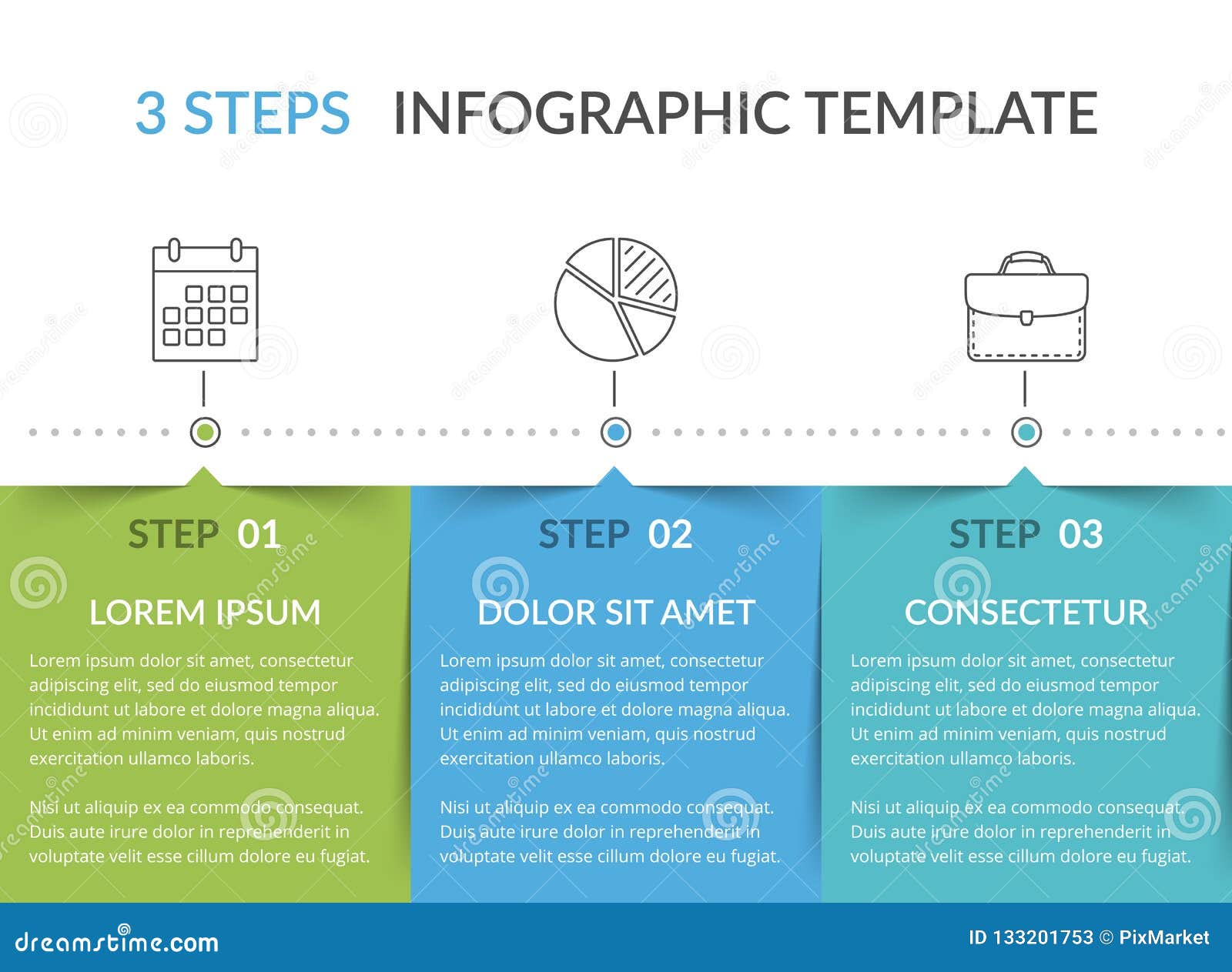 infographic template with 3 steps